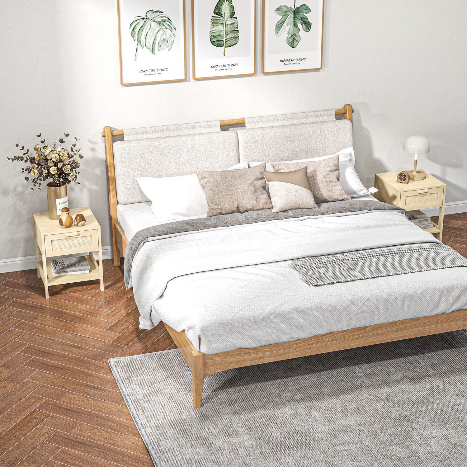 Natural Oak Rattan Drawer Bedside Tables (Set of 2) - image 5