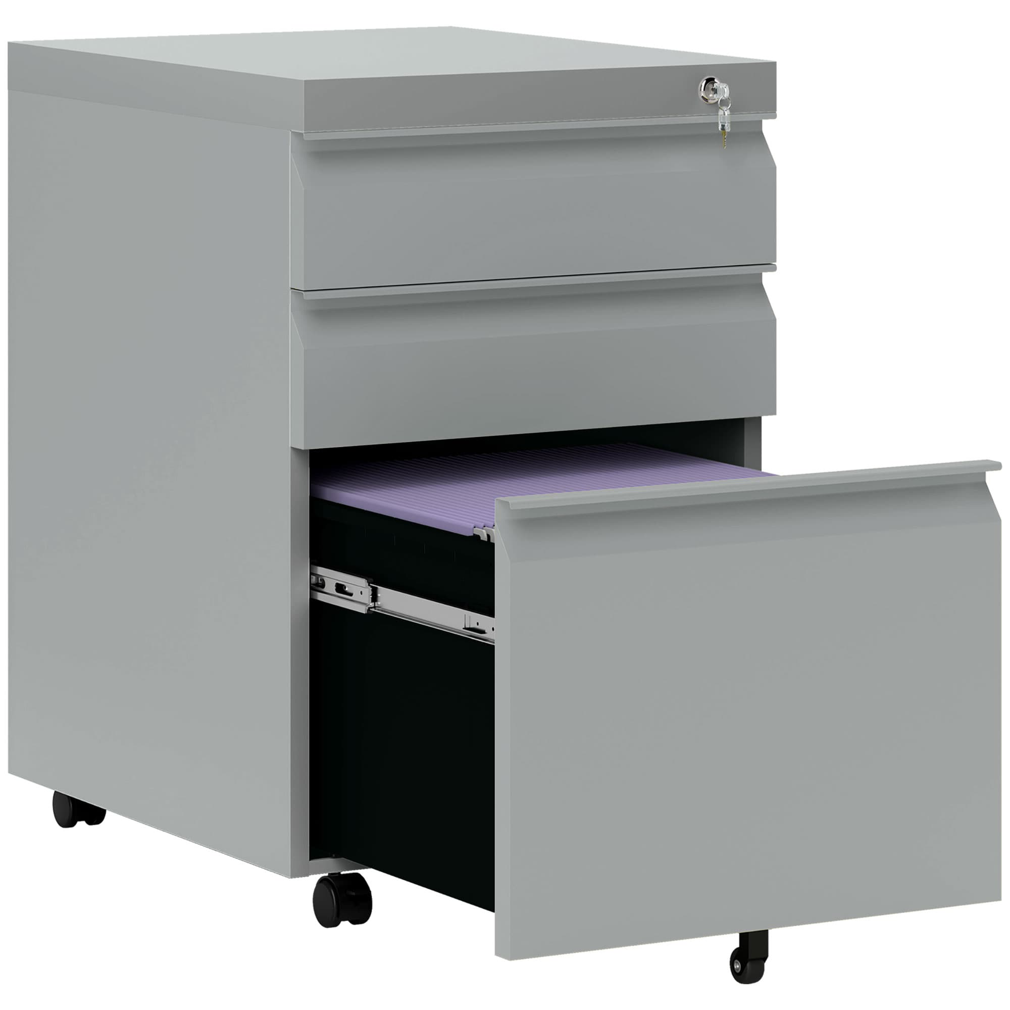 Grey mobile filing cabinet for organised home offices - Grey