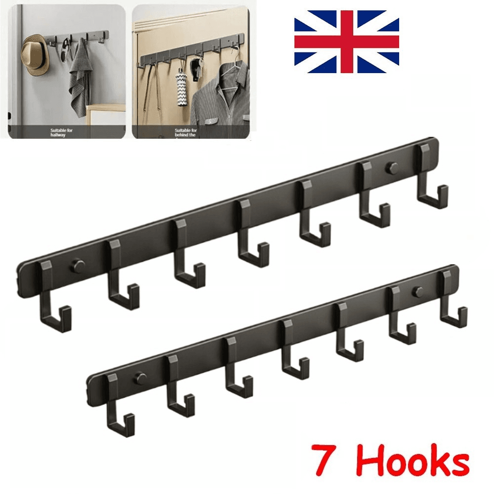 7-Hook Aluminium Wall Rack with Modern Slim Profile