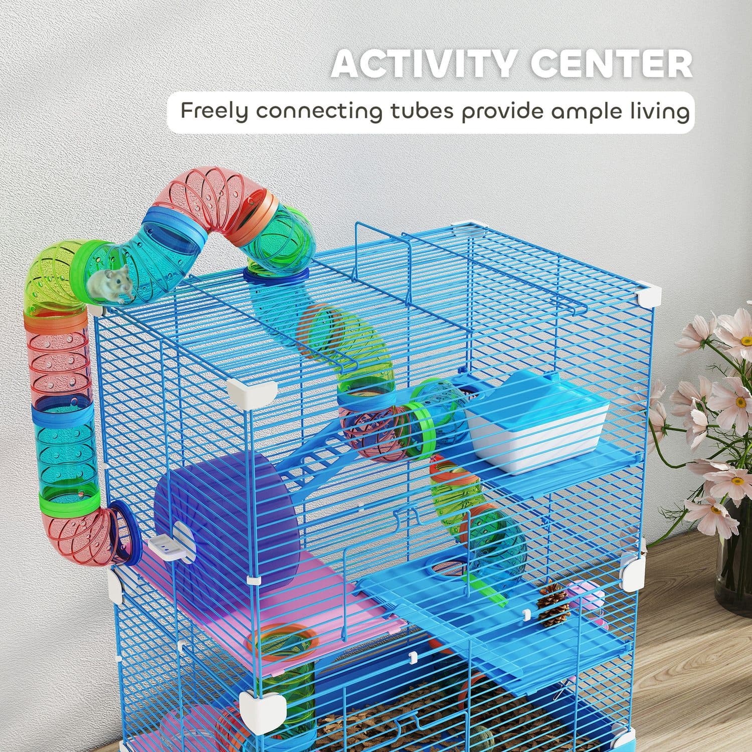 PawHut 5-Tier Hamster Habitat with Tunnel and Carry Handle - image 4