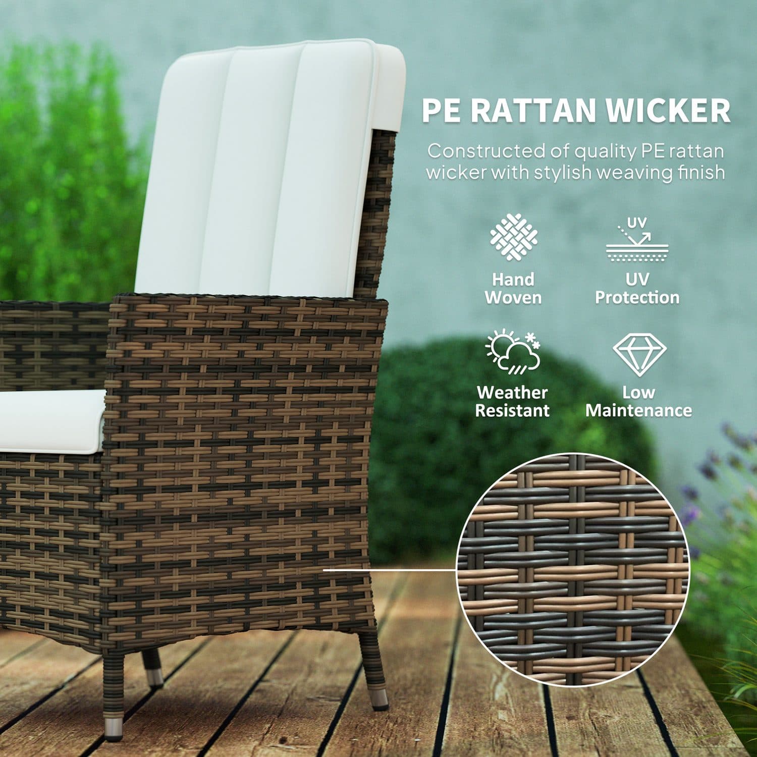 Cream Rattan Recliner - image 2