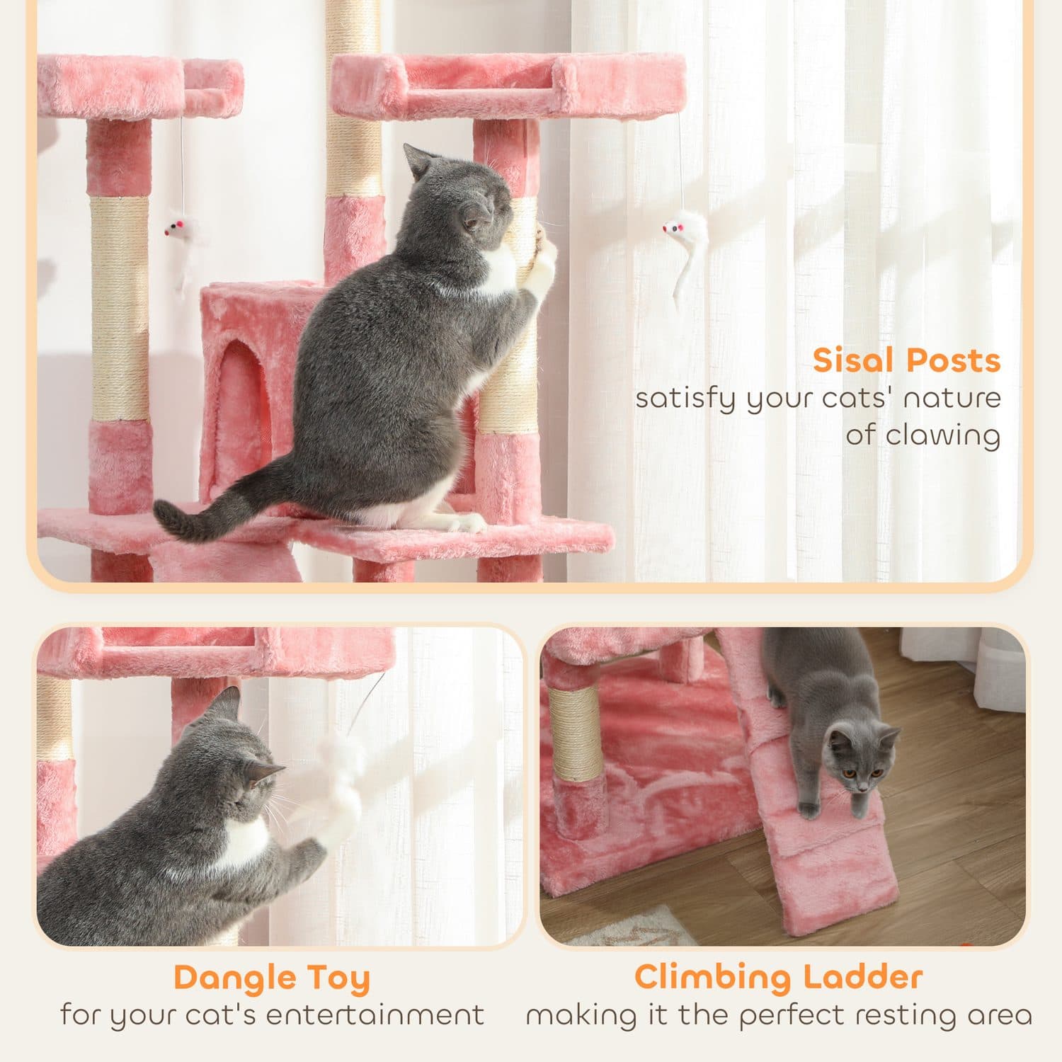 PawHut 173cm Cat Tree Activity Centre - image 5