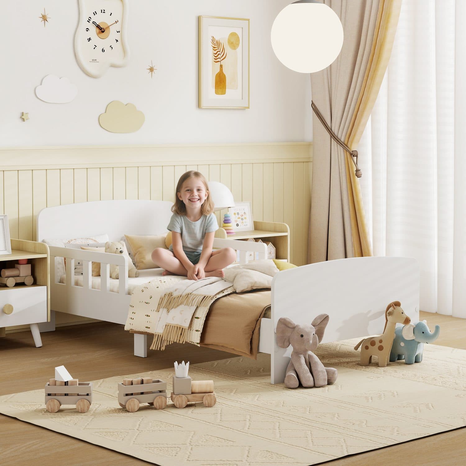 White Toddler Bed with Safety Rails - image 2