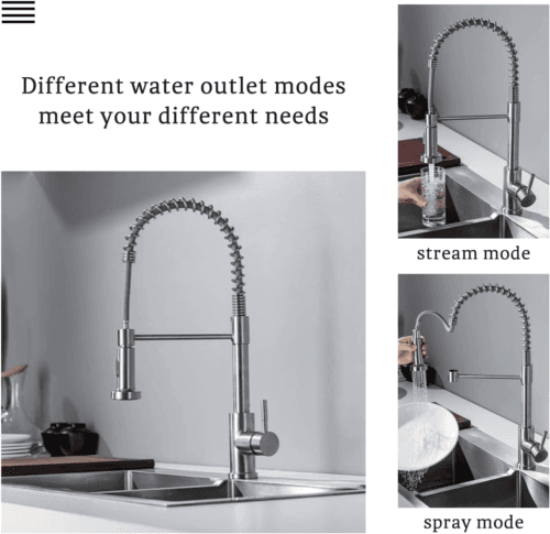 Pull Out Kitchen Mixer Tap with Flexible Spring Spout - image 3