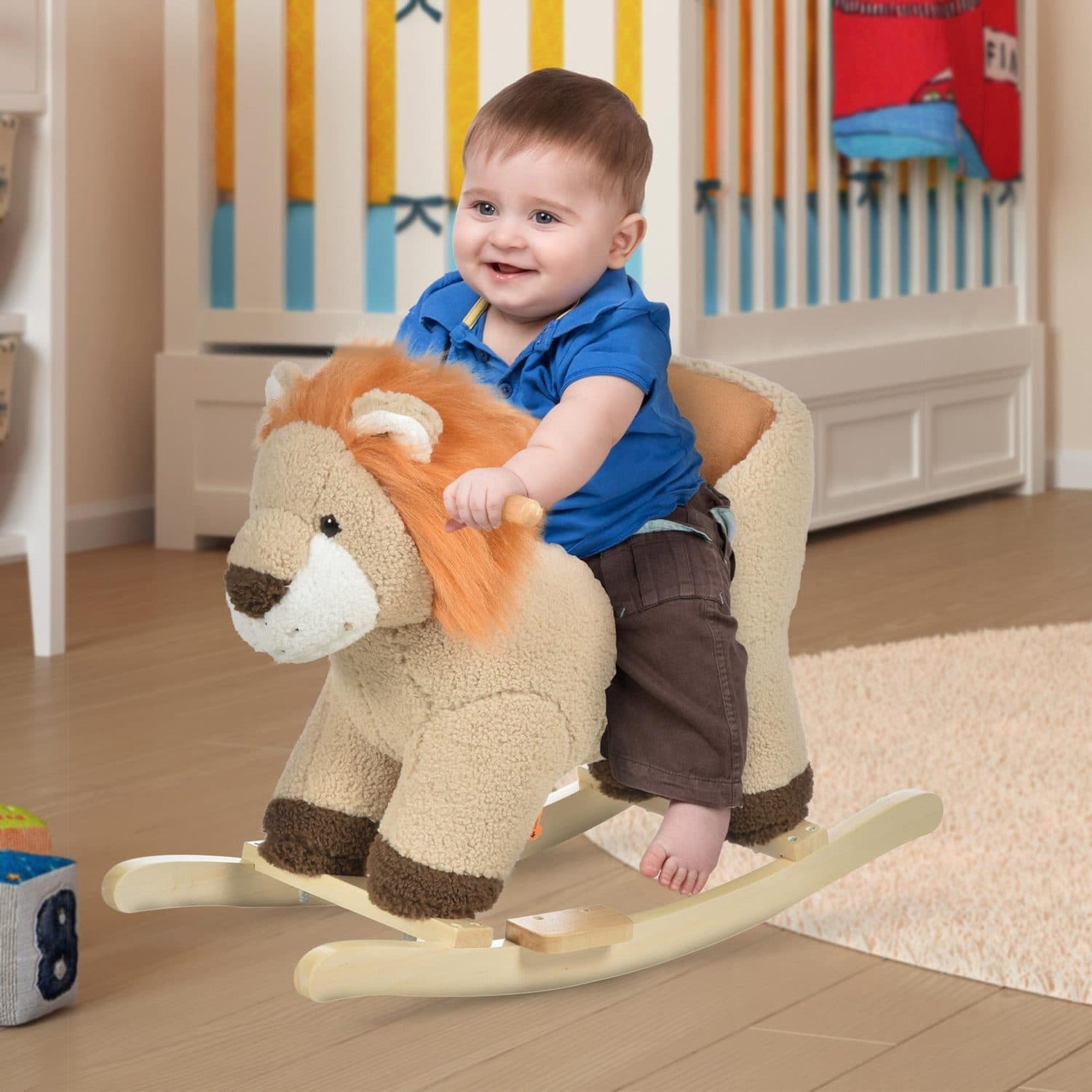 Cream Plush Lion Rocking Toy with Roar Sound for Children - image 1