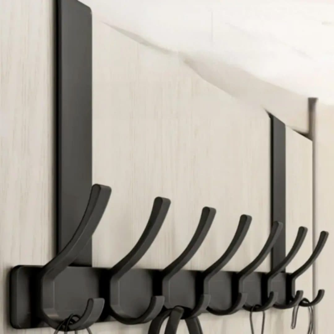 Heavy-Duty Over Door Hanger with Six Hooks in Matte Black - image 5