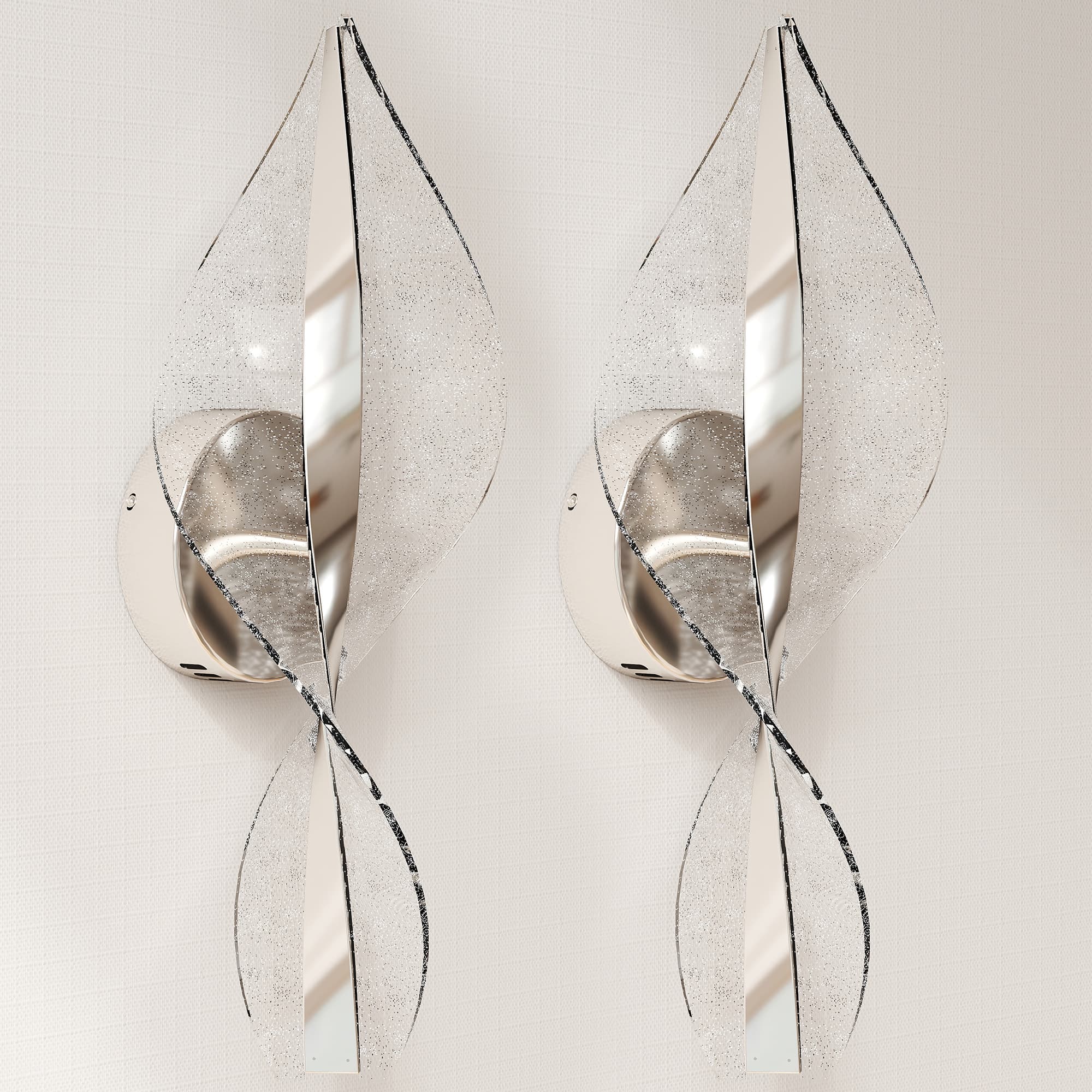 Silver Leaf LED Wall Sconces with Adjustable Colour Temperature - Silver
