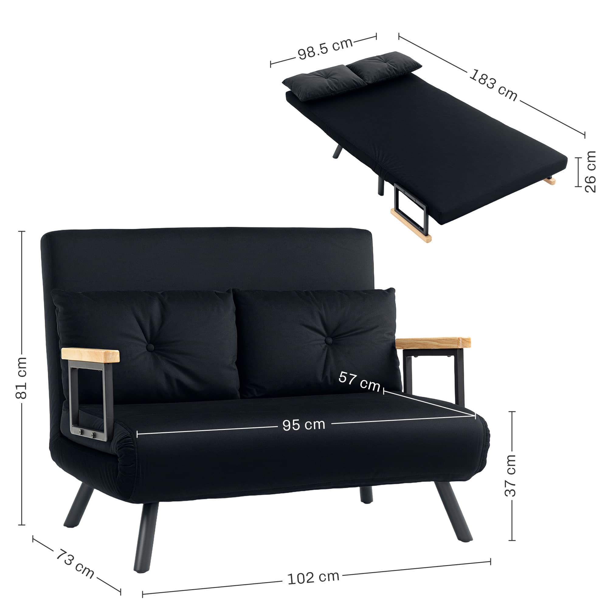 4-in-1 Velvet Double Sofa Bed - image 3