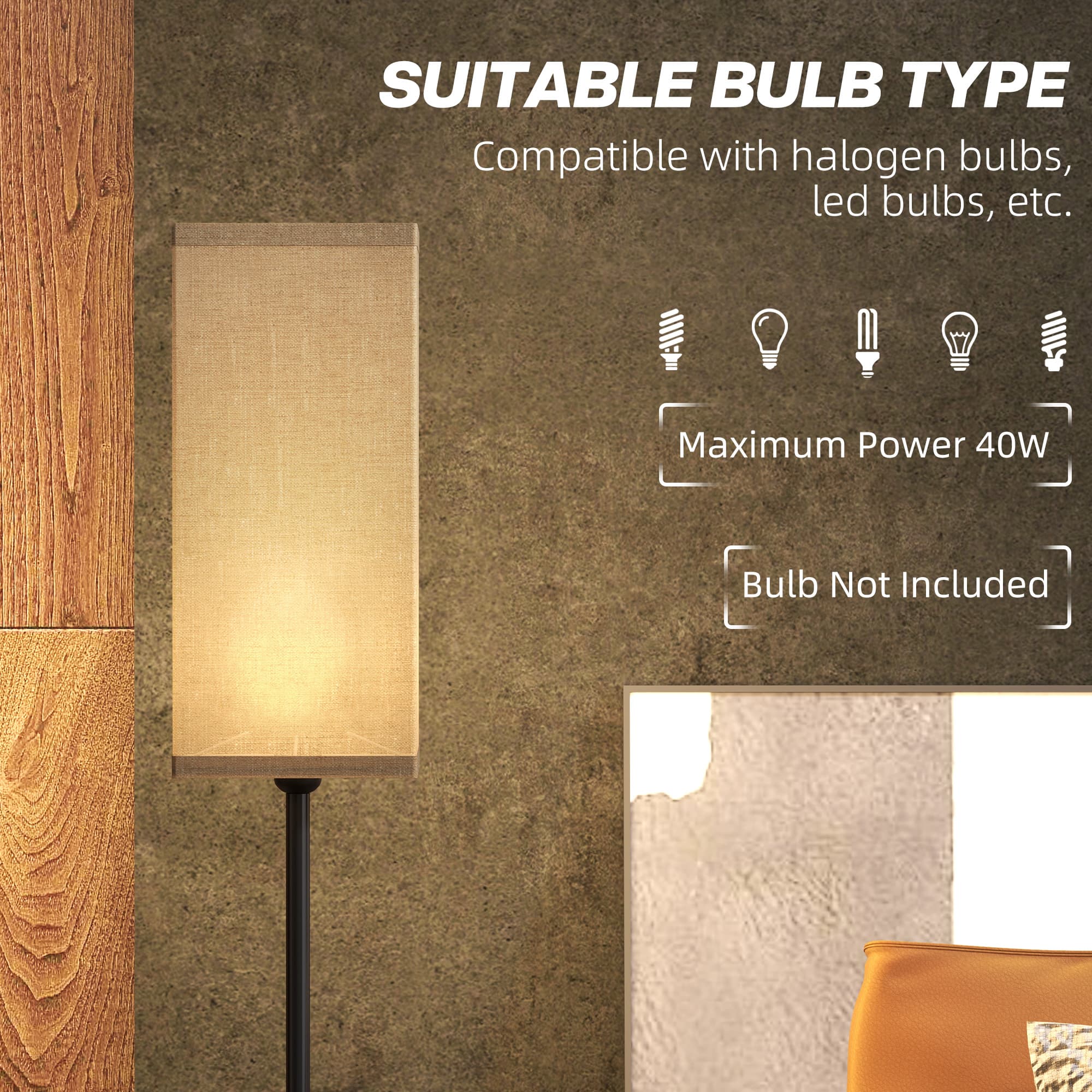 Slim Black Floor Lamp With Soft Linen Shade - image 1