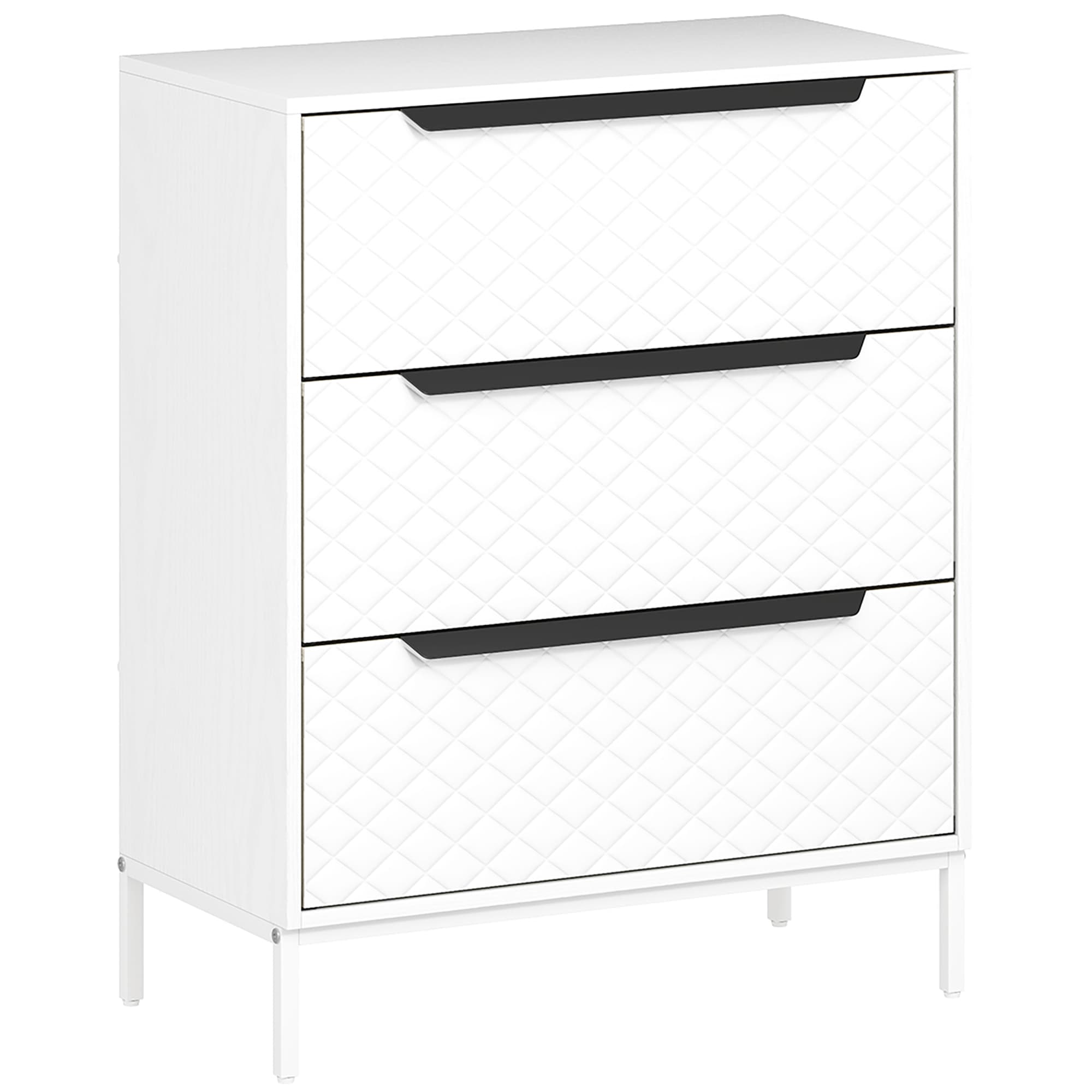 3-Drawer White Fabric Dresser