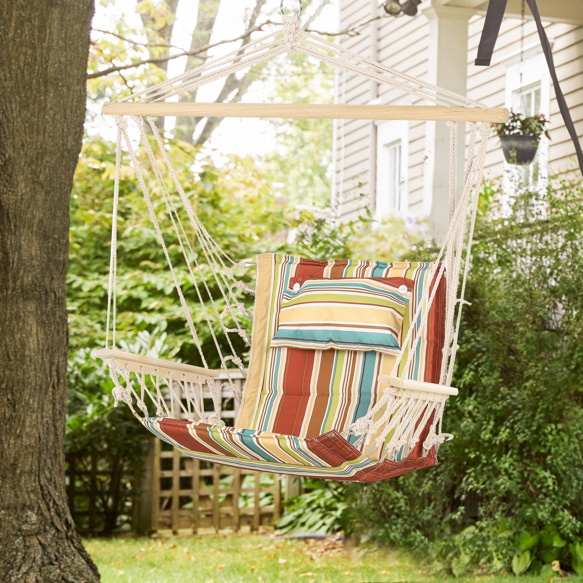 Sink into a colourful hanging hammock chair - image 2