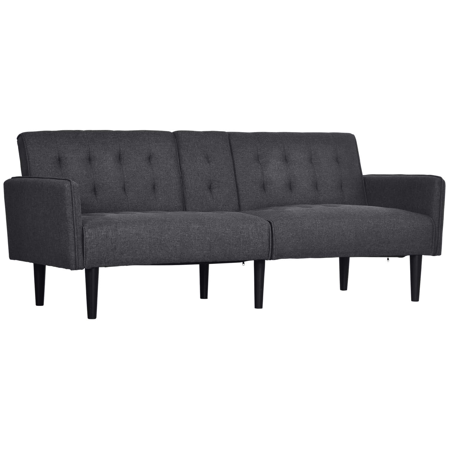 Dark Grey Three-Seater Sofa Bed with Reclining Back - Grey