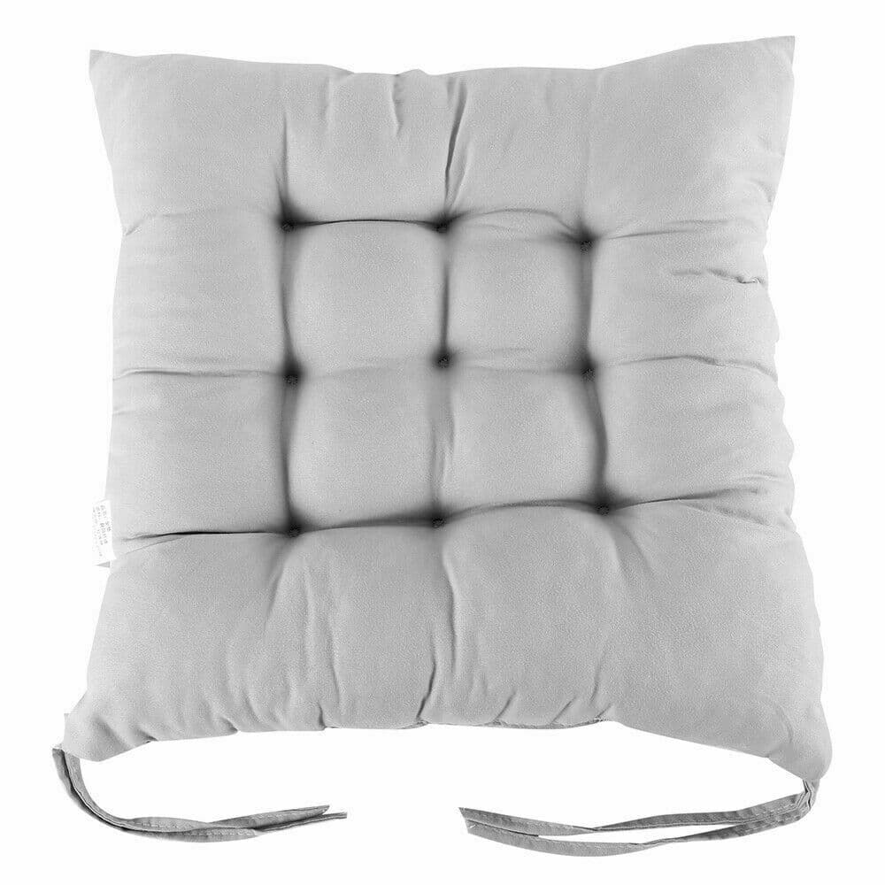 4-Pack Tufted Seat Cushions with Tie-On Fastening — Light Grey - image 1