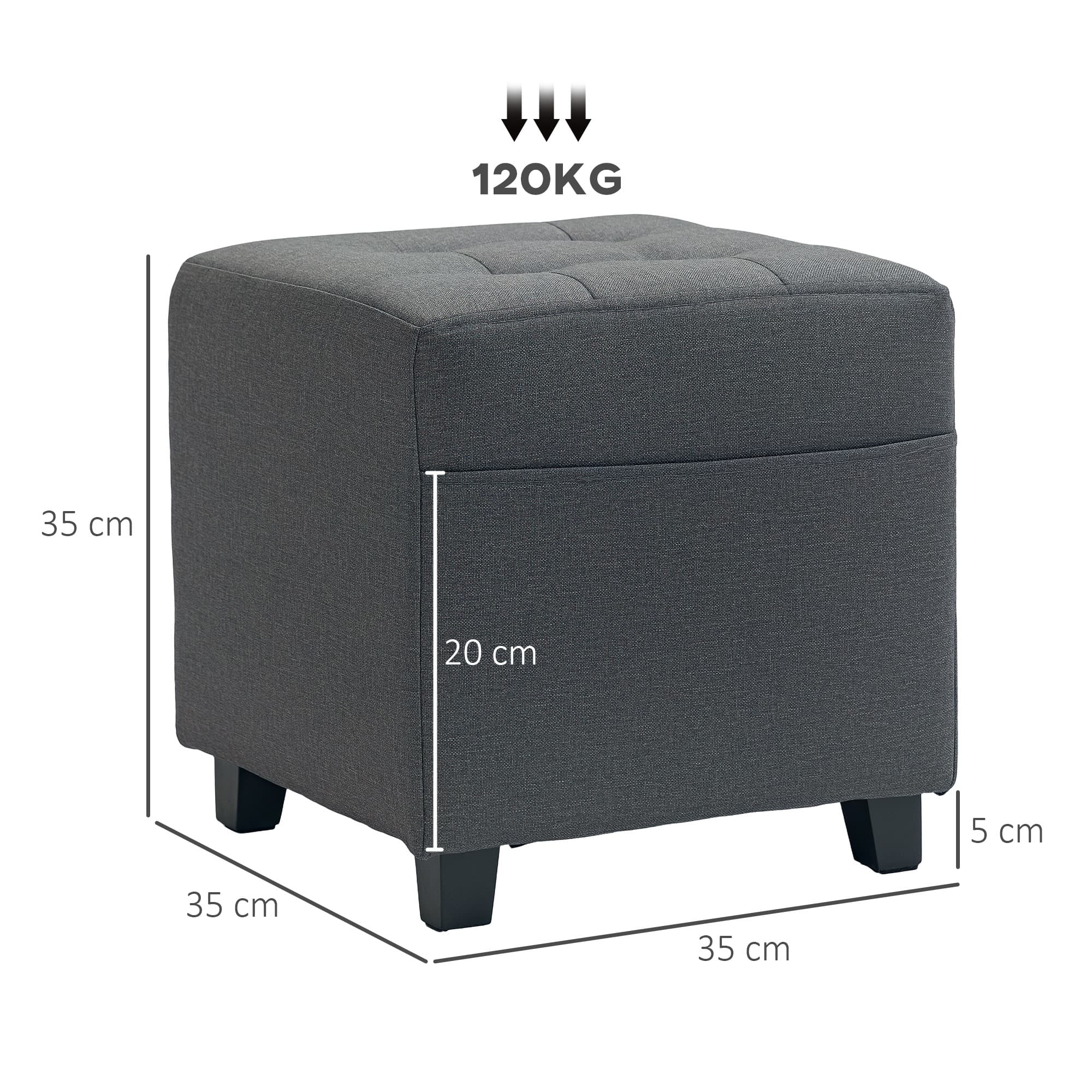 Compact Grey Tufted Ottoman with Wooden Legs - image 4