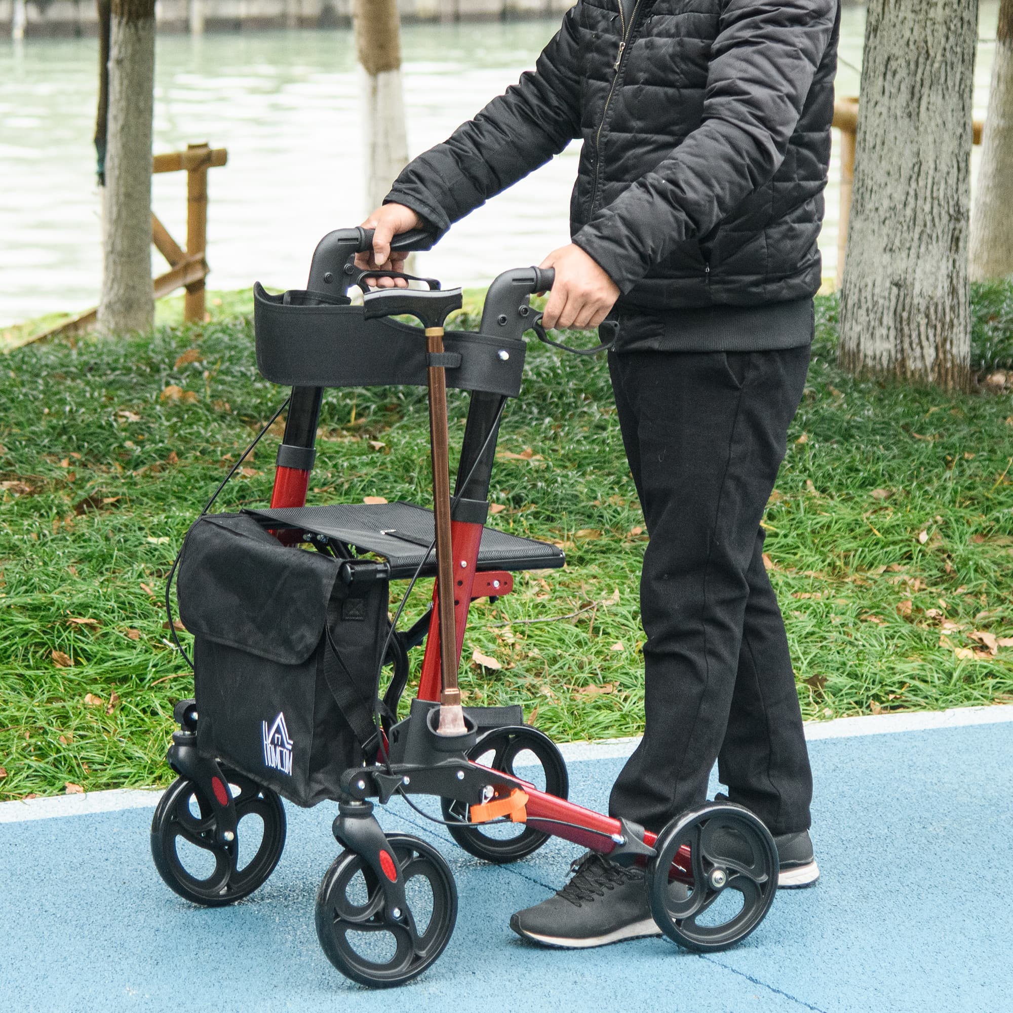 Lightweight Folding Rollator with Padded Seat, Bag, and Height Adjustment - image 5