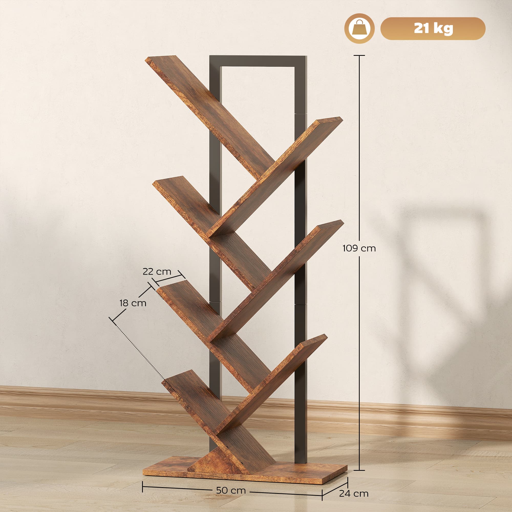 Six-Section Tree Bookcase for Books and Display - image 1