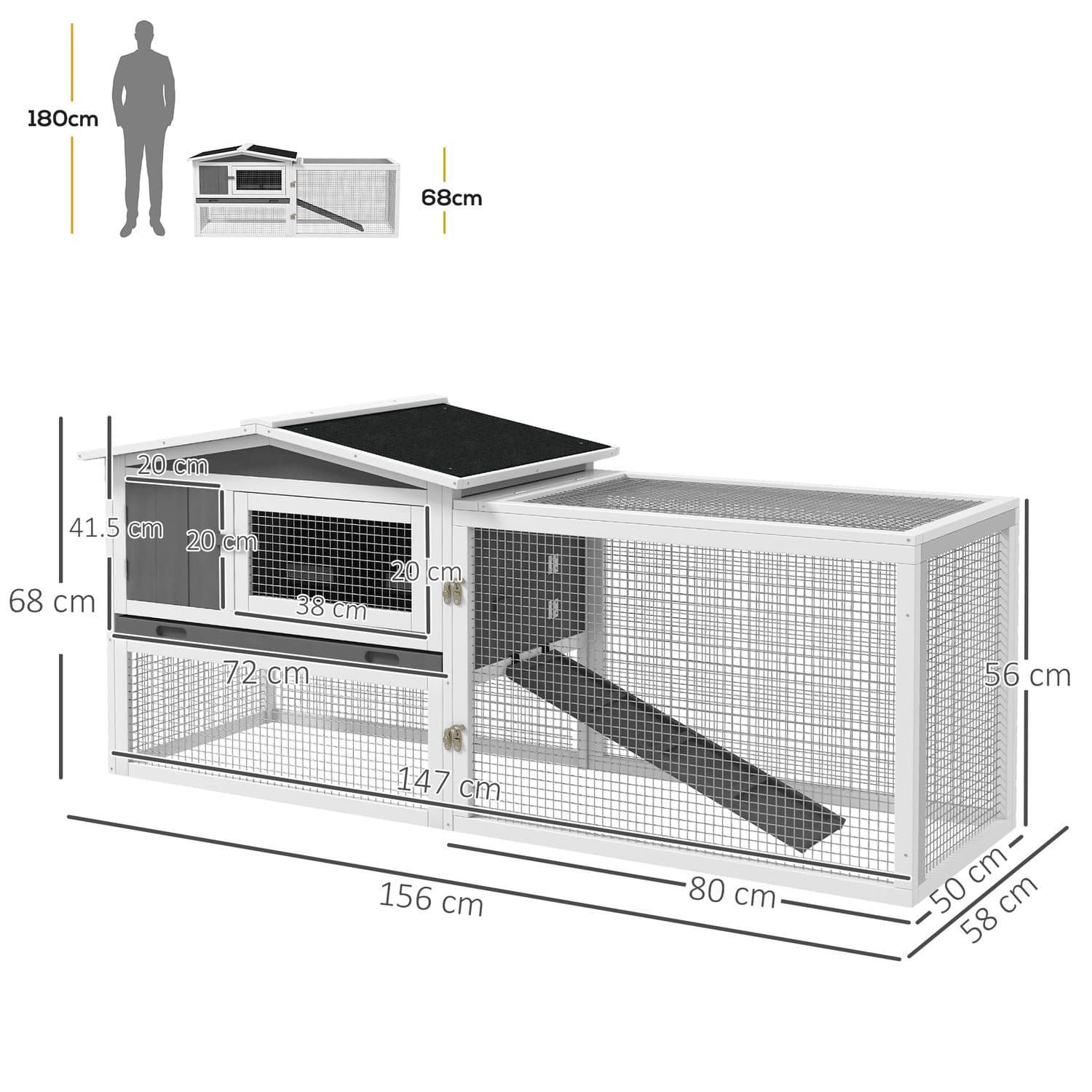 Wooden Rabbit Hutch with Outdoor Run - image 3
