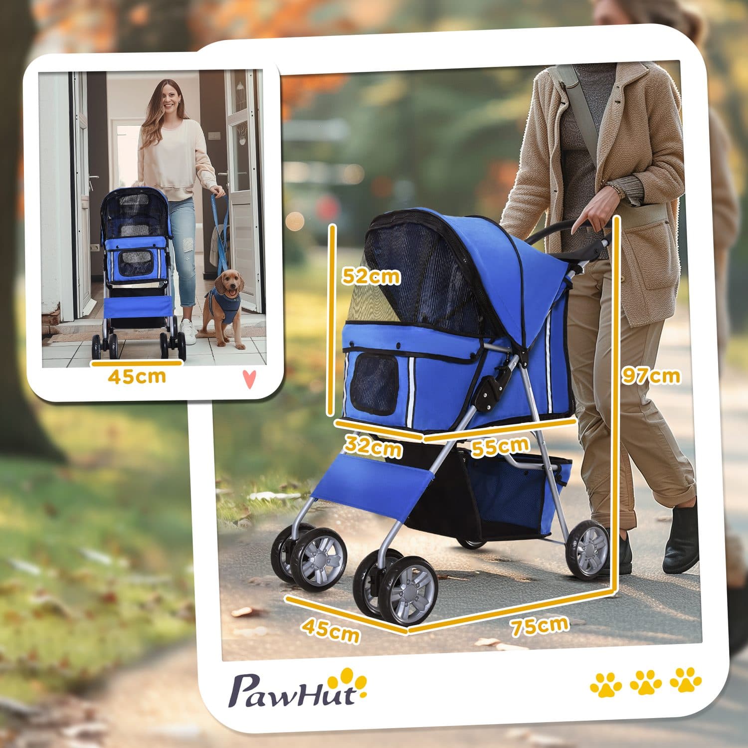 Foldable Pet Stroller with Zipper Entry & Cup Holder - image 1