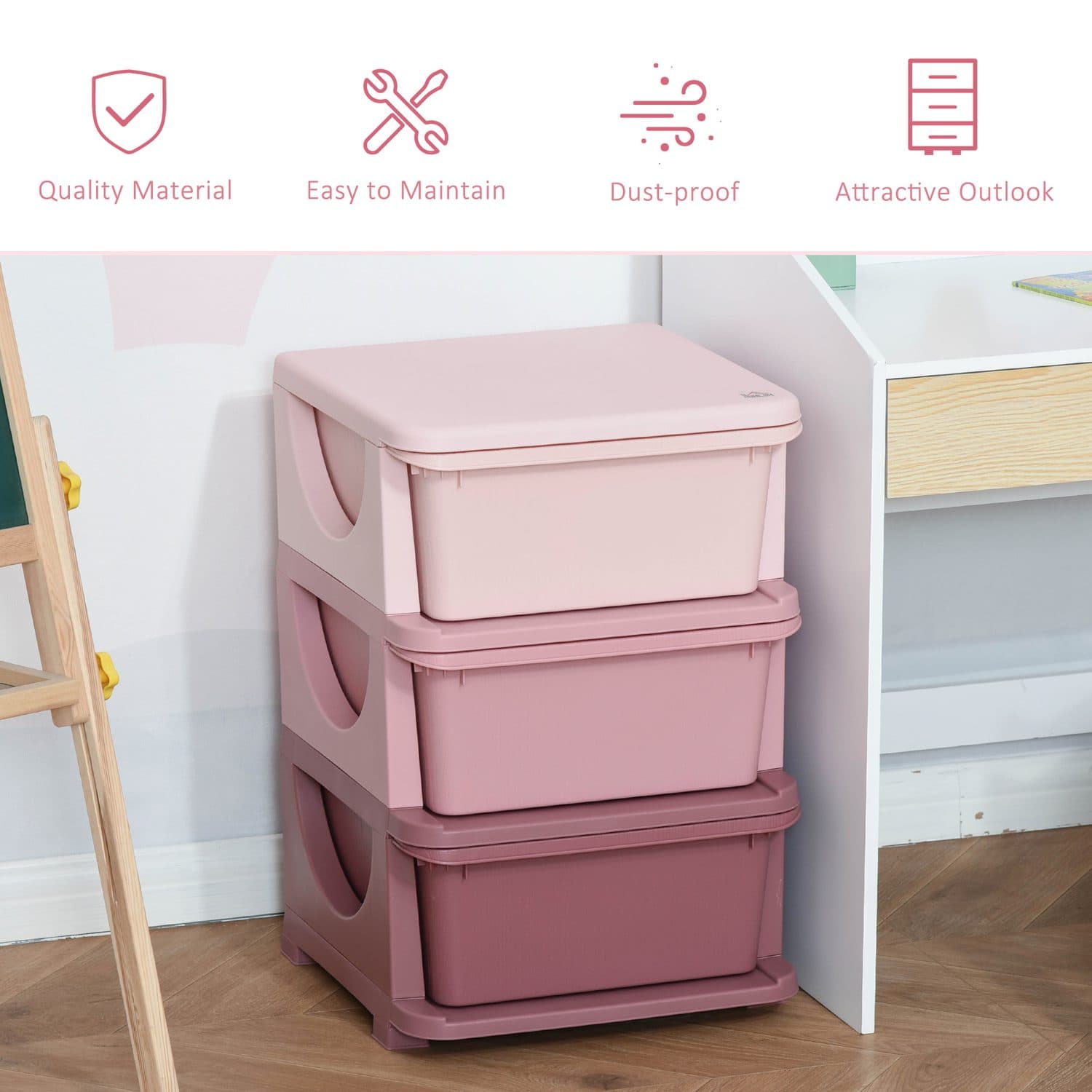 Pink 3 Drawer Storage for Kids' Rooms - image 2