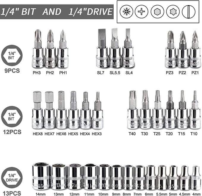 Compact 46 Piece Socket and Screwdriver Bit Kit - image 9