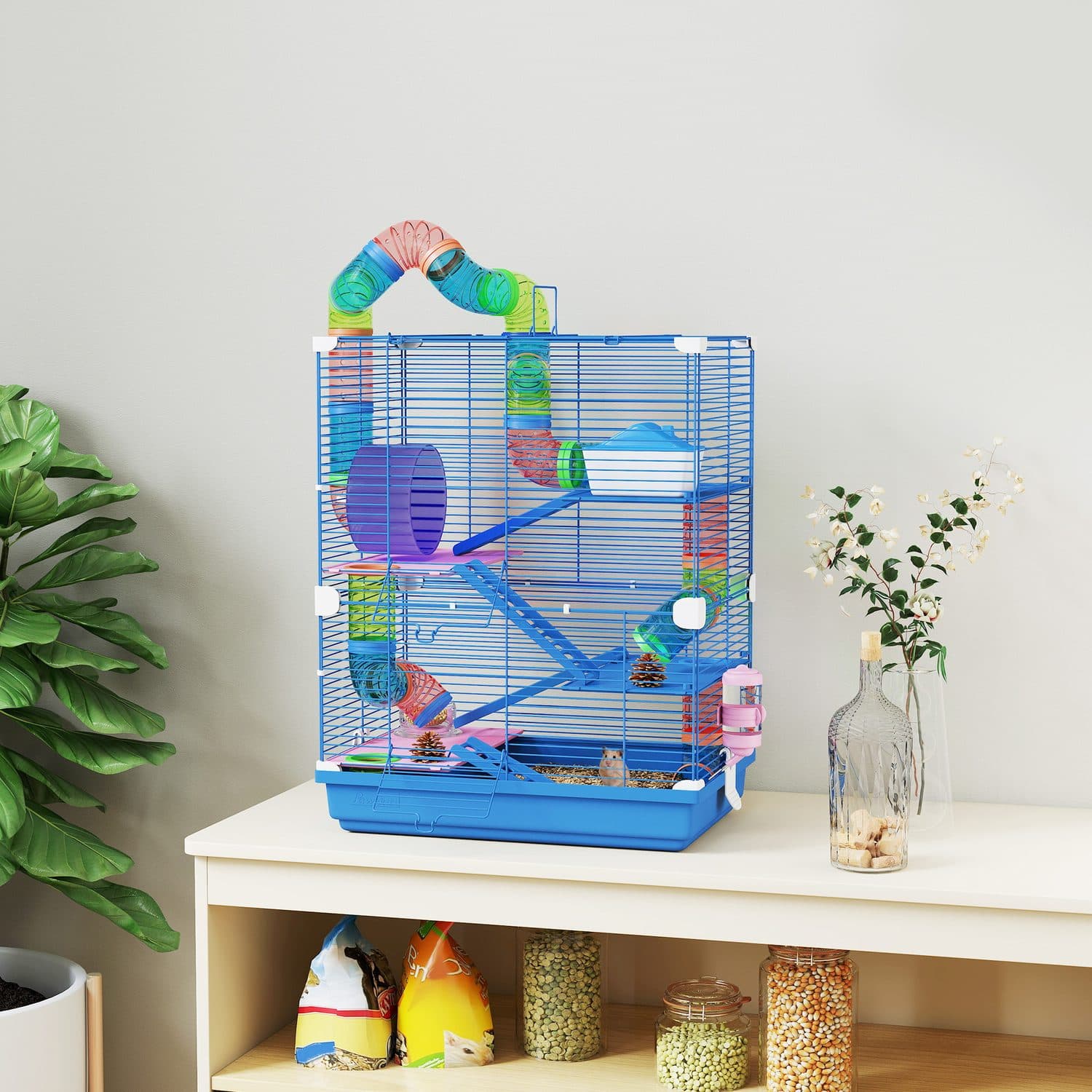 PawHut 5-Tier Hamster Habitat with Tunnel and Carry Handle - image 1