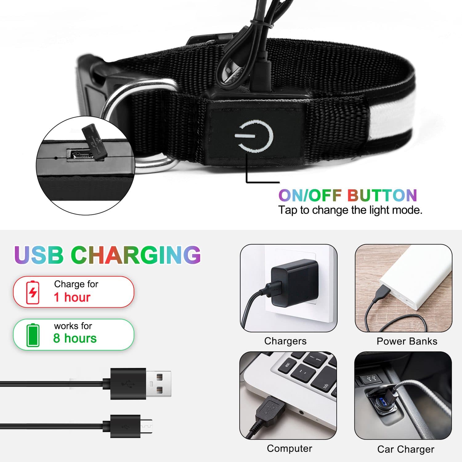Rechargeable Light Up LED Dog Collar - image 2