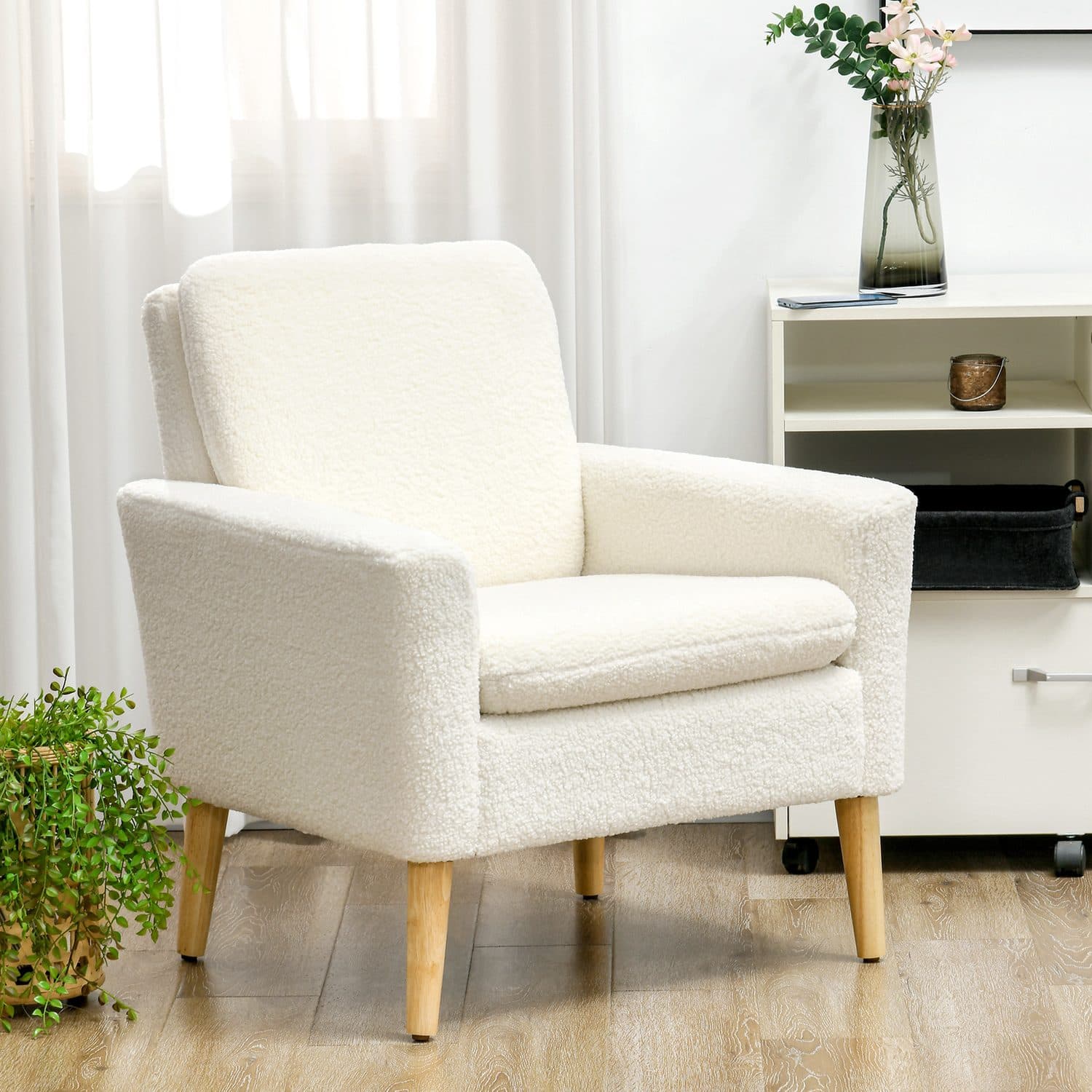 Cream White Teddy Fleece Armchair - image 4