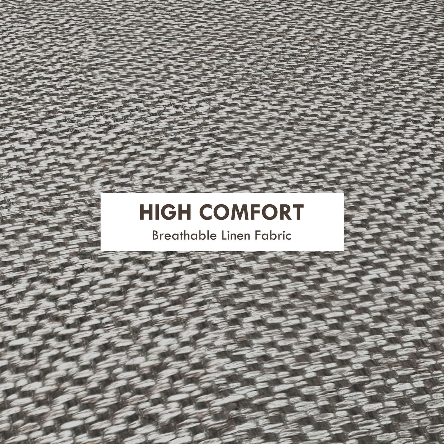Light Grey Round Linen-Look Ottoman - image 4