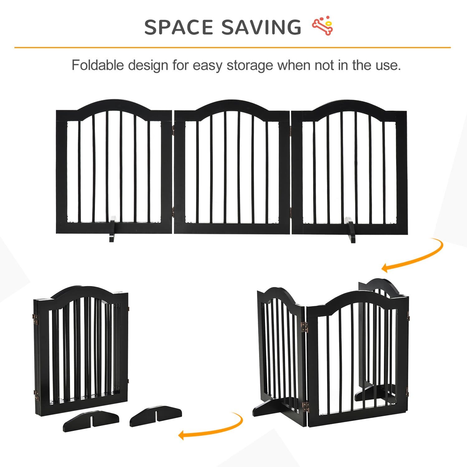 PawHut Freestanding Foldable Wooden Pet Gate - image 4