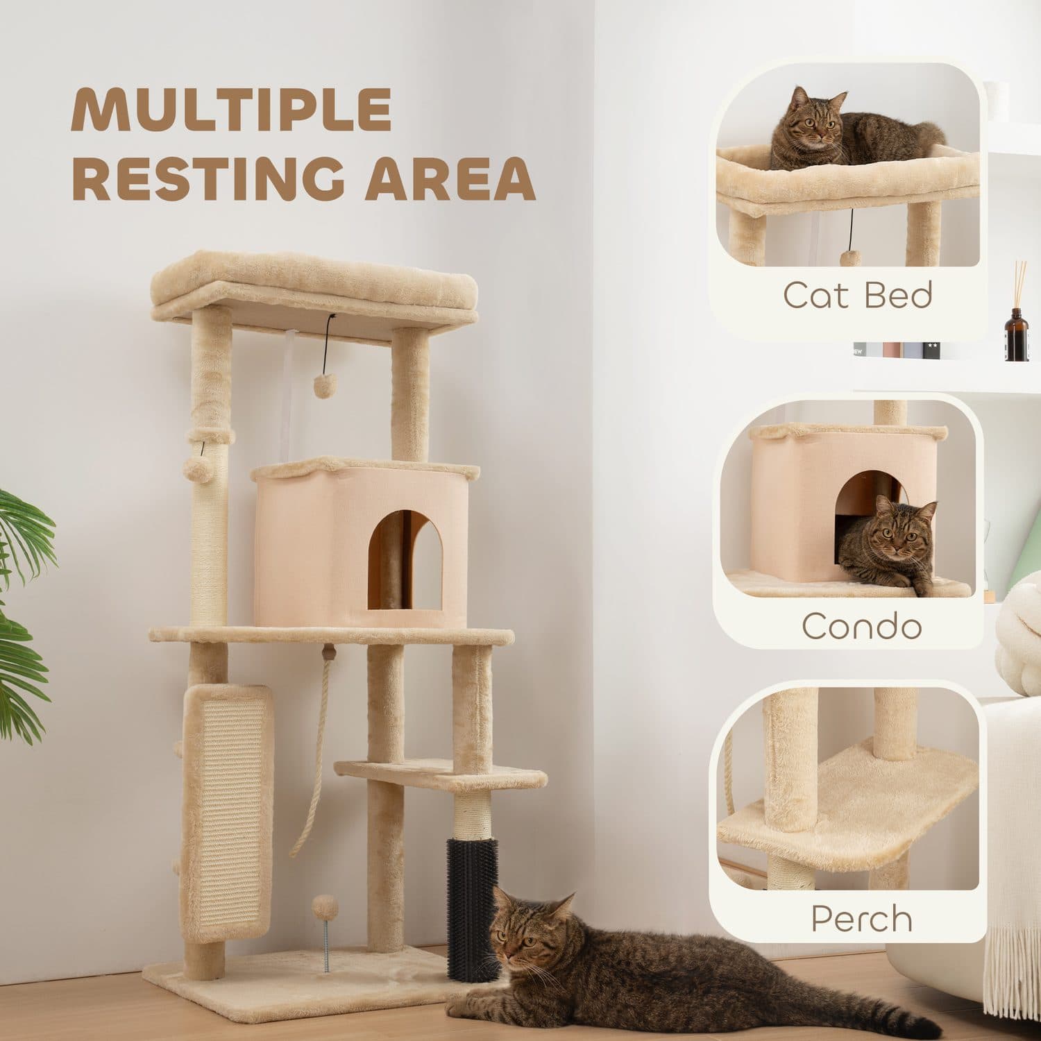 132cm Cat Tree with Cat House and Jumping Platform - image 3
