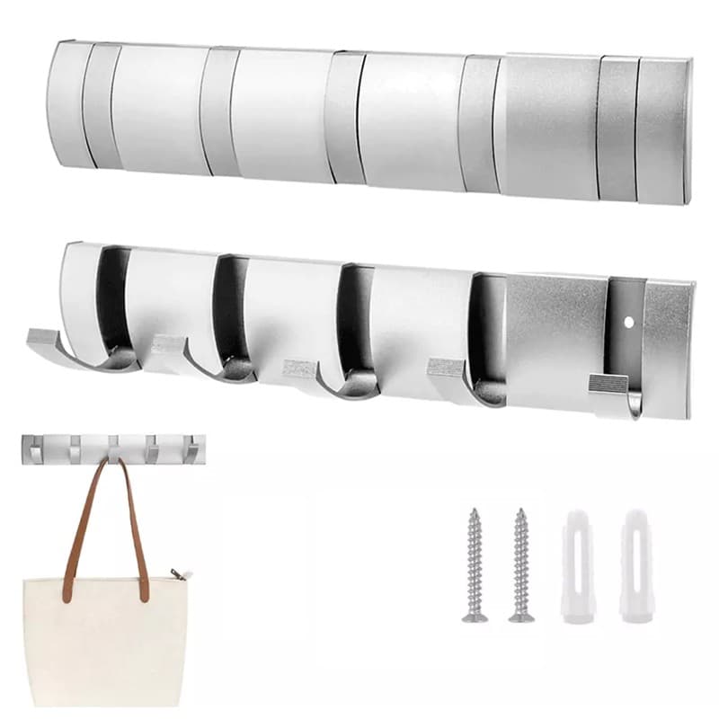 Wall Mounted Coat Rack with 5 Foldable Aluminium Hooks - image 5