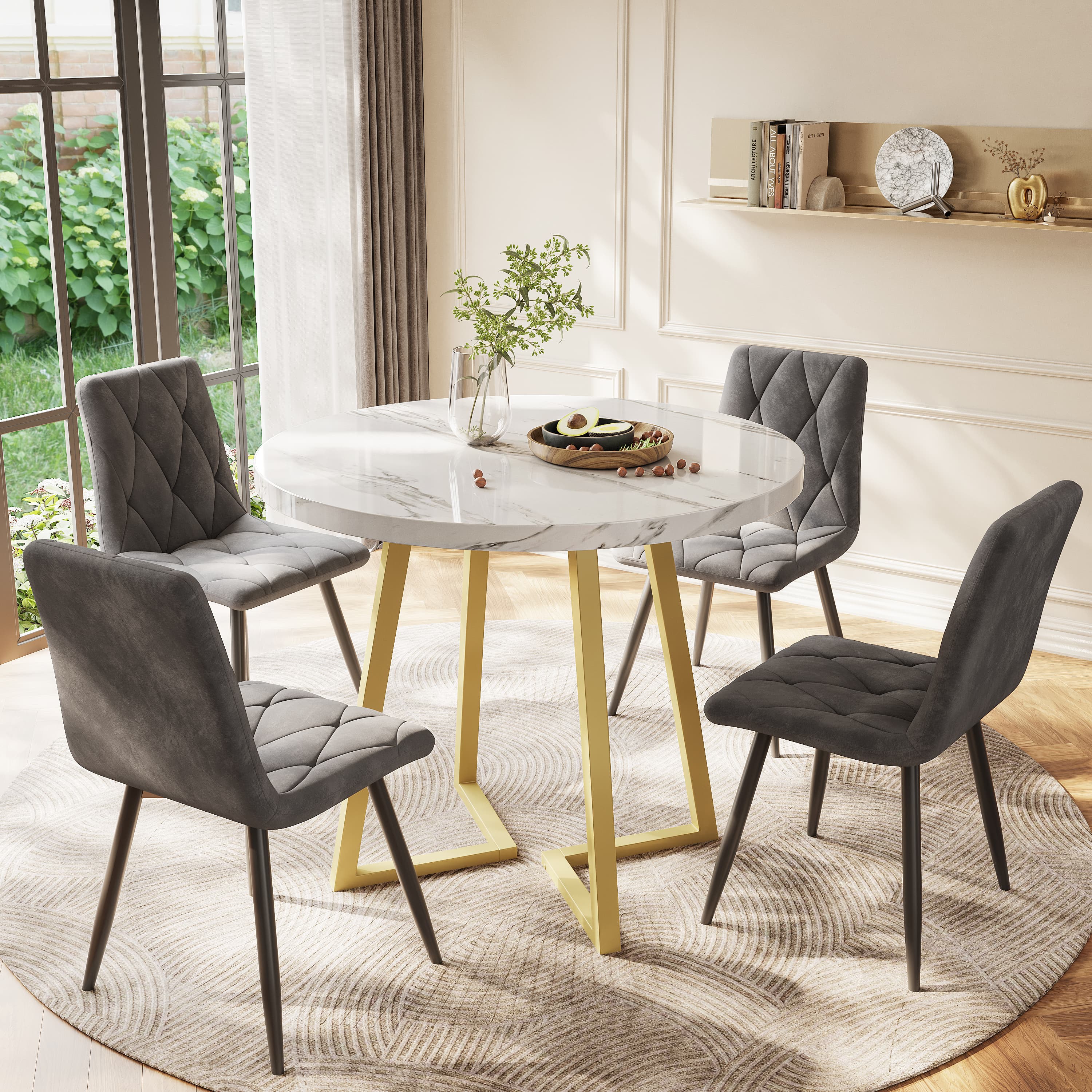 Chic Marble & Gold Dining Table