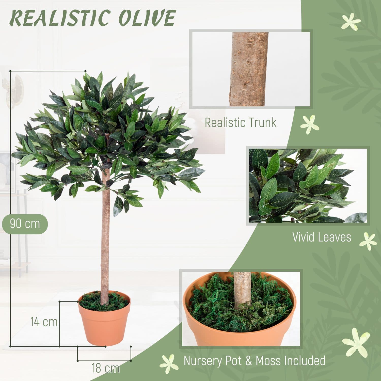 Lifelike 3ft Artificial Olive Tree - image 2