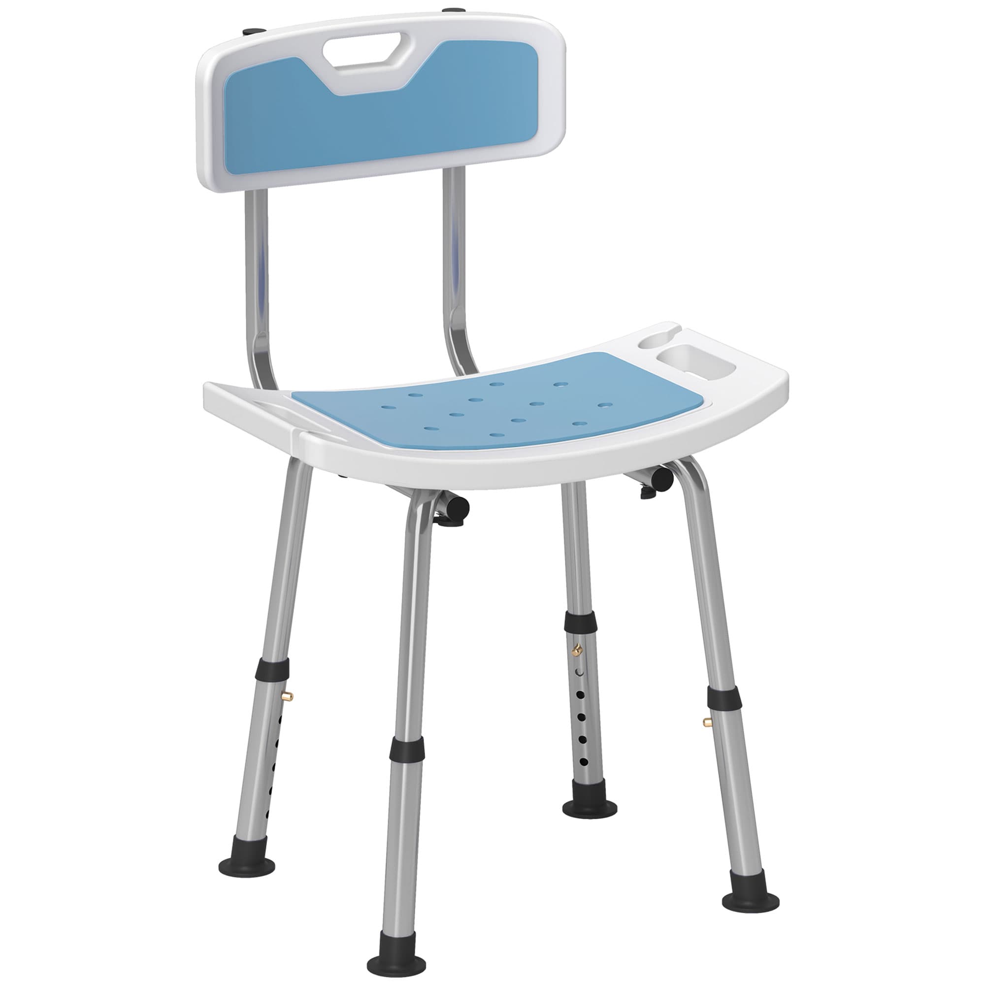 Light Blue Shower Chair with Supportive Backrest - Light Blue