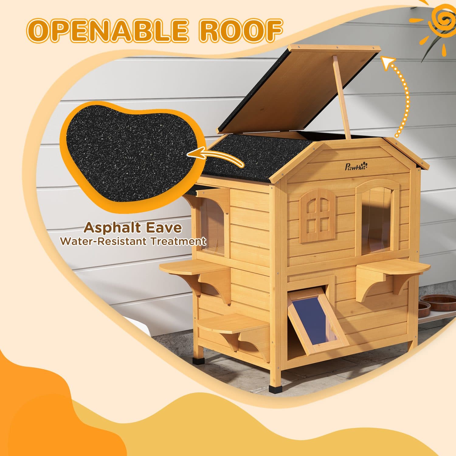 PawHut 2-Story Outdoor Cat House with Escape Door - image 1