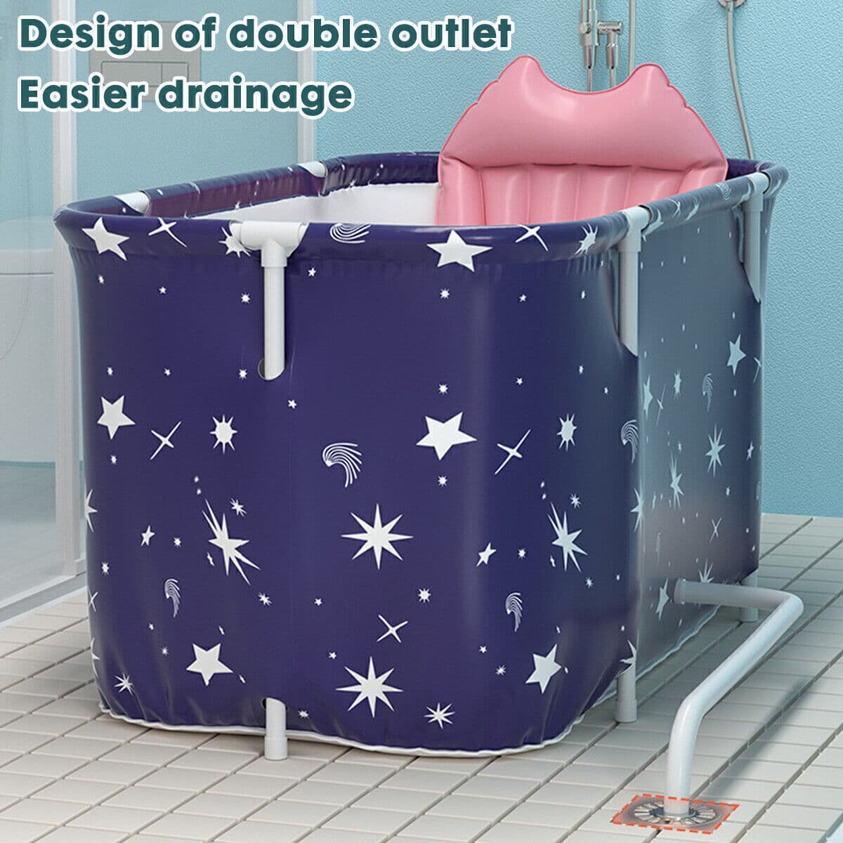 Foldable Soaking Tub with Cushion for Adults Up to 190 cm - image 6
