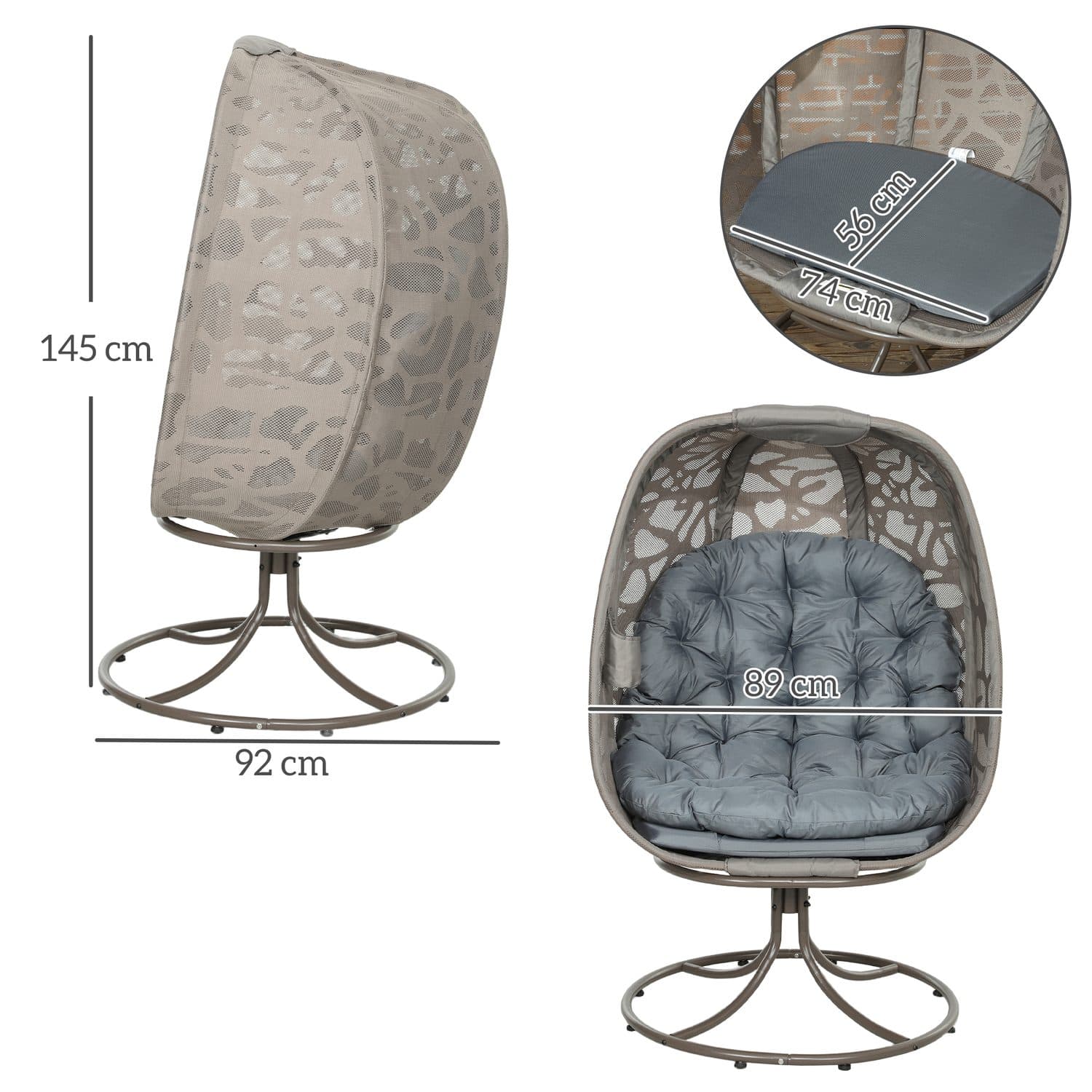 Grey Swivel Egg Chair with Cushions - image 1