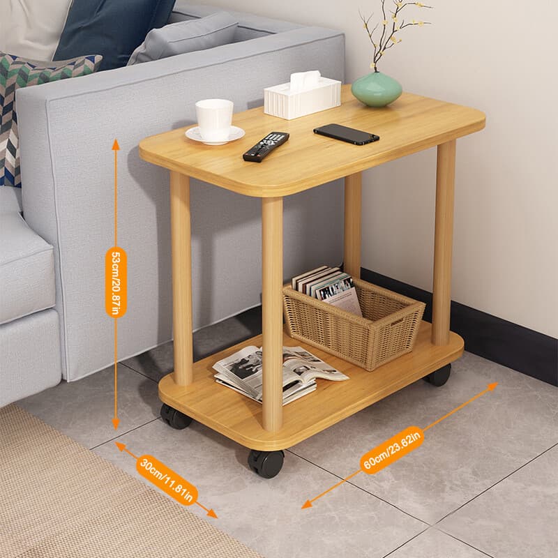 Rolling 2-Tier Side Table for Sofa and Living Room - image 4