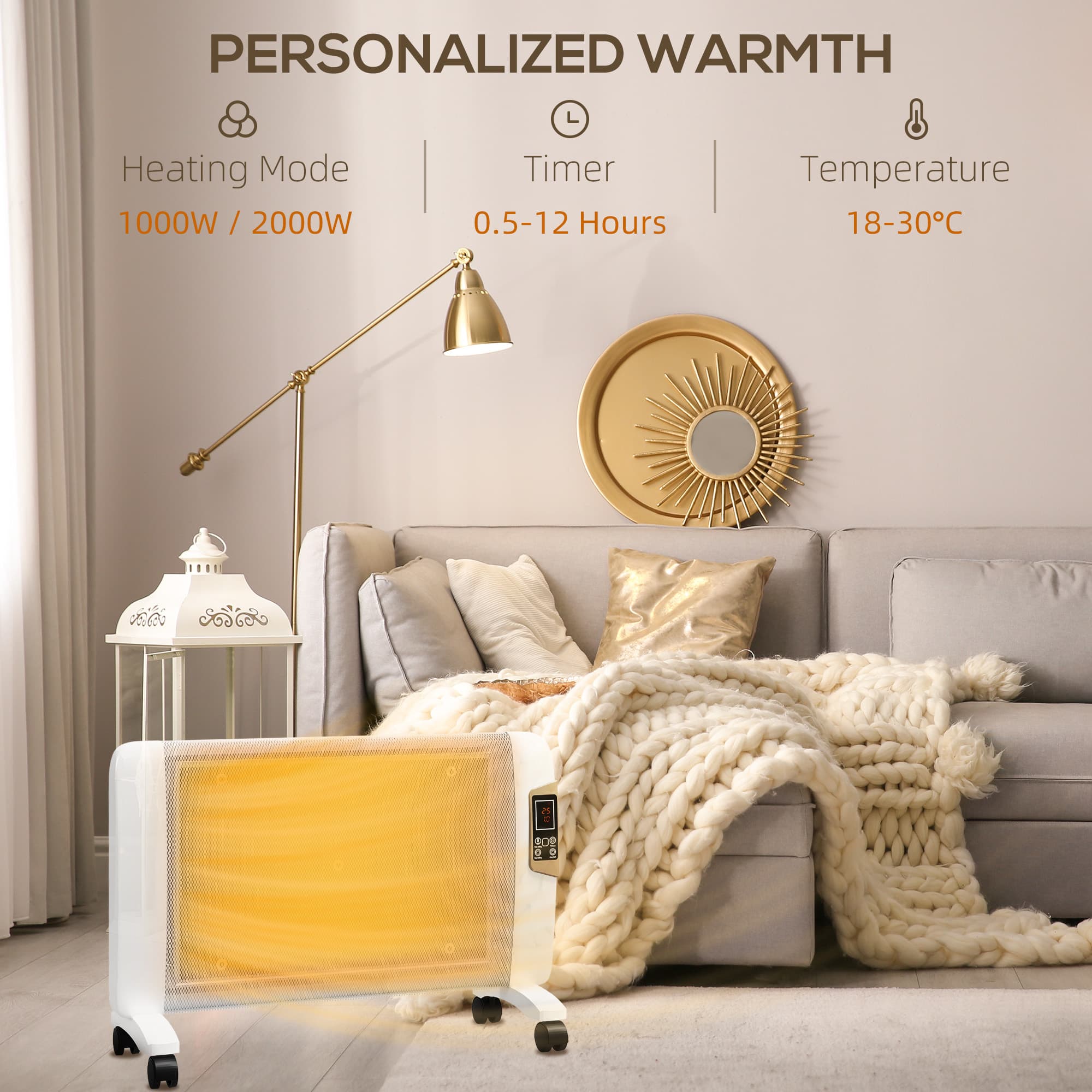 White Mica Electric Space Heater with Remote Control - image 1