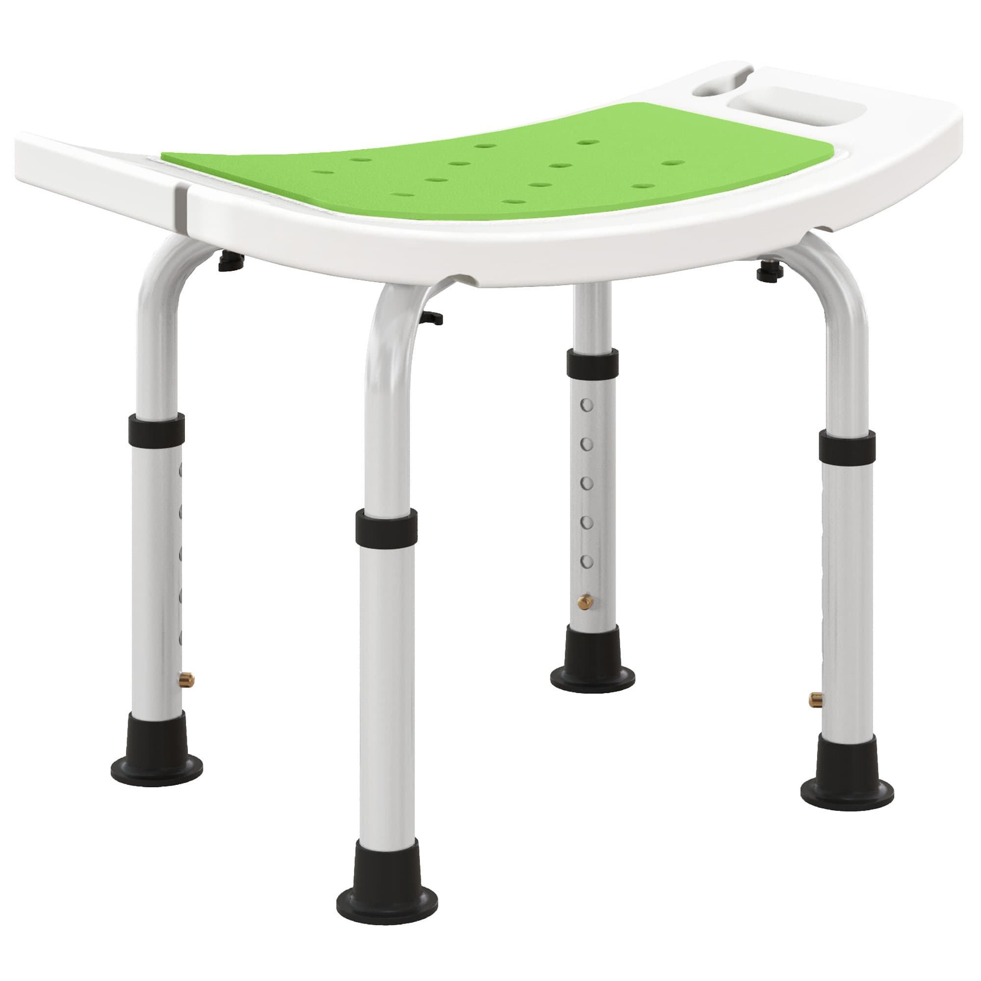 Adjustable shower stool with non-slip feet - Green