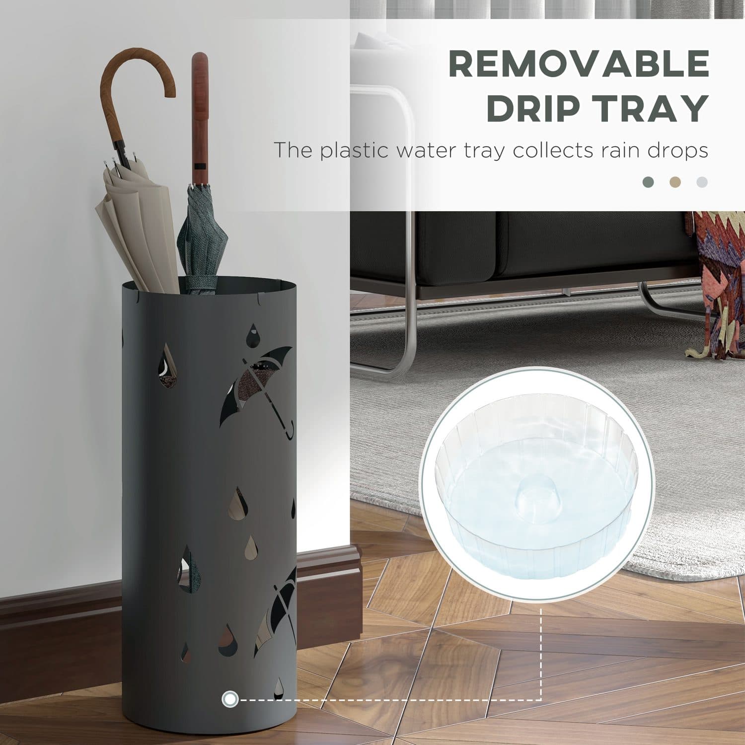 Dark grey umbrella stand for tidy hallway storage - image 1