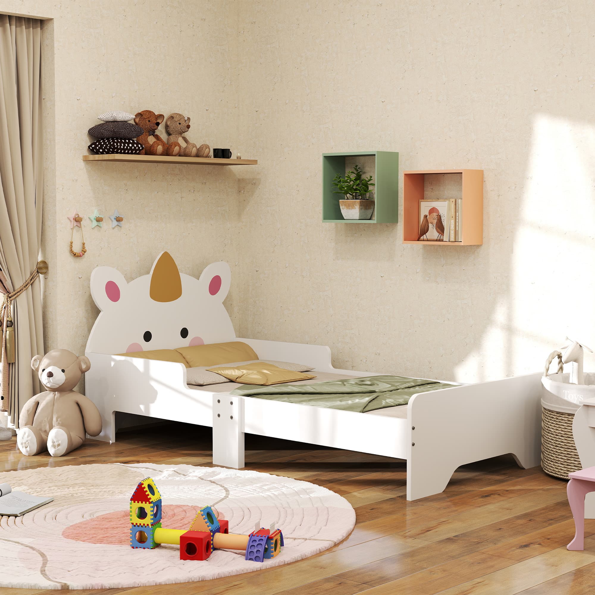 ZONEKIZ Unicorn Toddler Bed