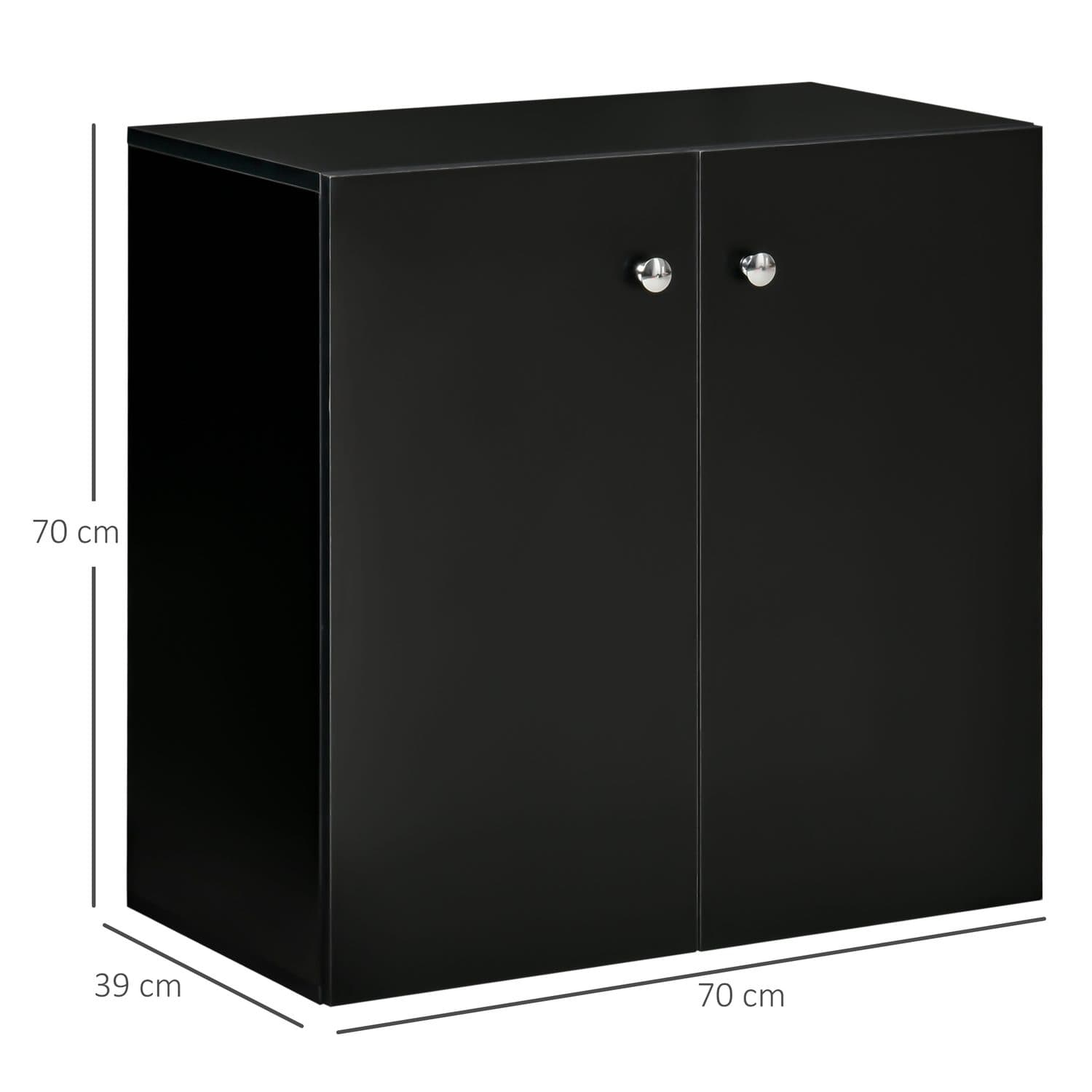Modern Black Freestanding 2-Tier Storage Cabinet - image 3