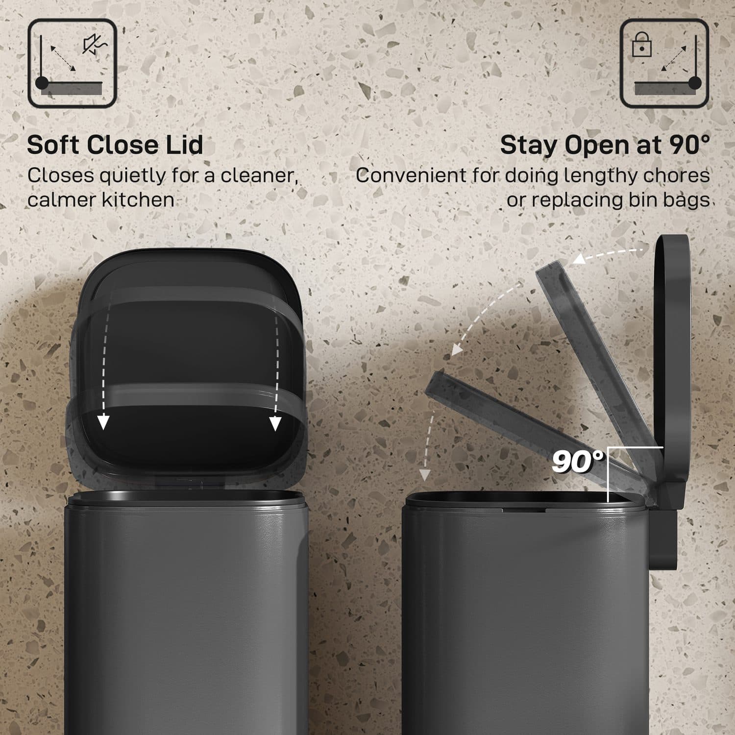 Slim 30L Black Pedal Bin for Tidy Everyday Use - image 3