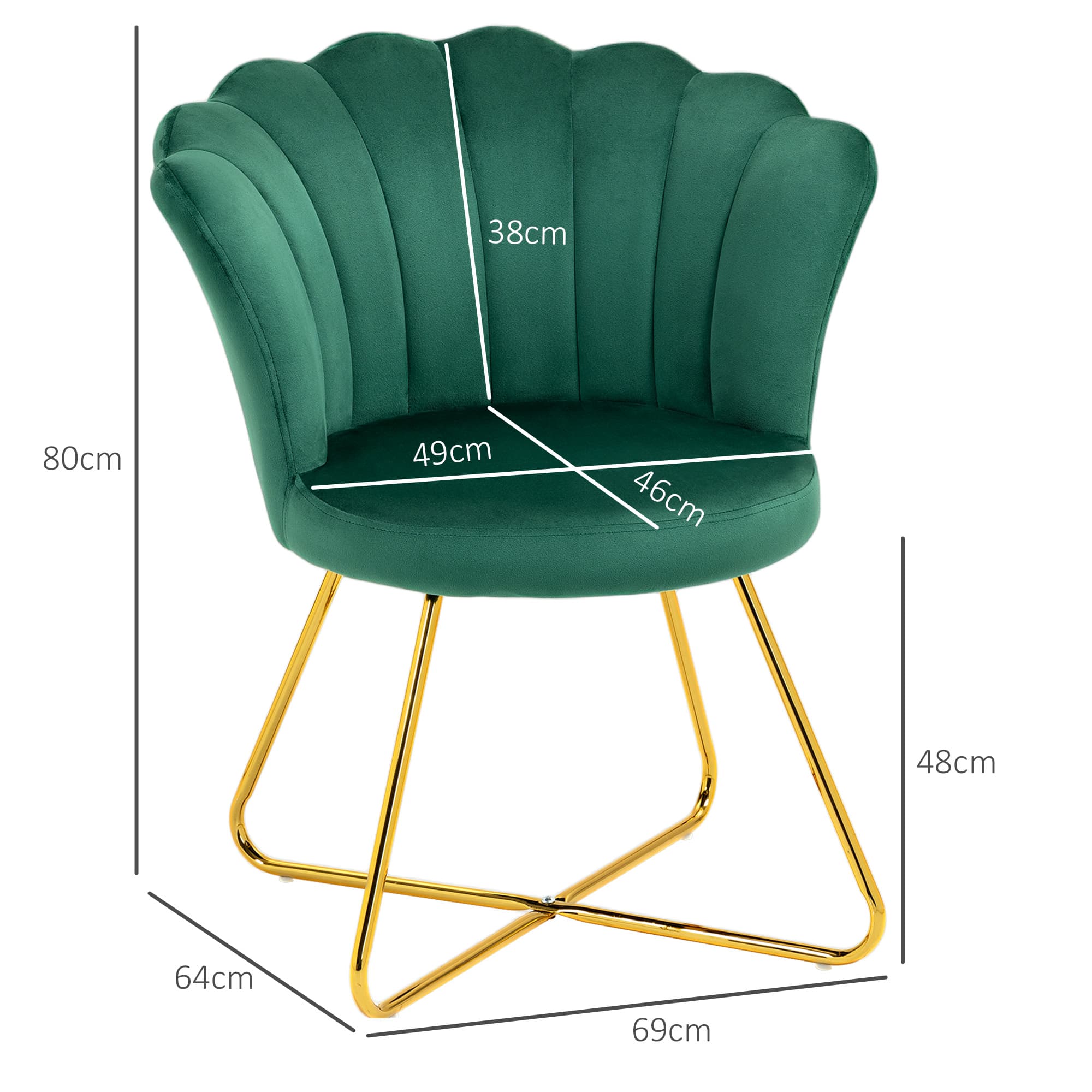 Green Velvet Scalloped Accent Chair with Gold Cross Base - image 2