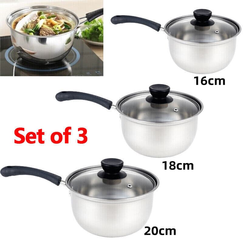 3-Piece Stainless Steel Pan Set