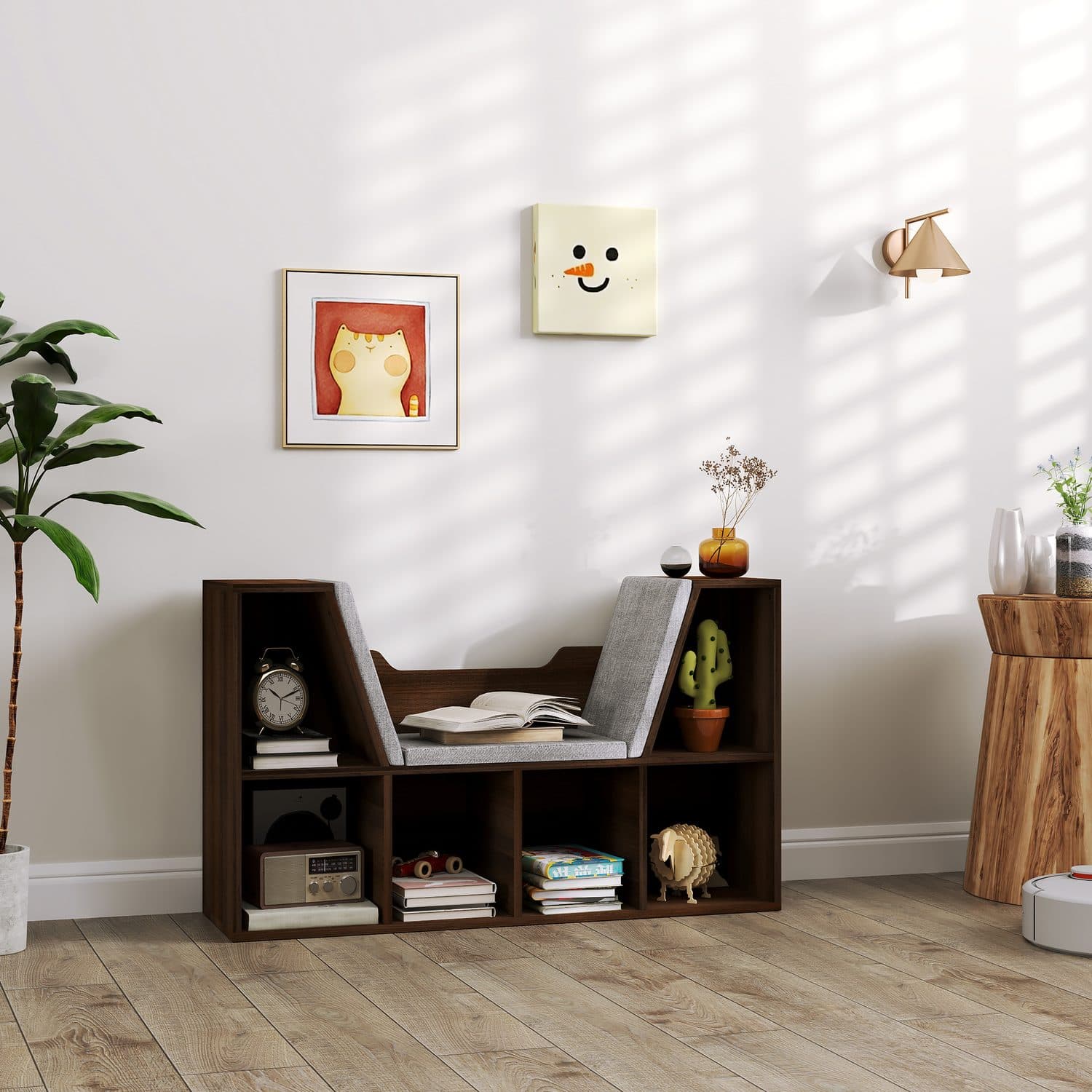 Six-Cube Bookcase With Padded Reading Nook, Chestnut - image 4