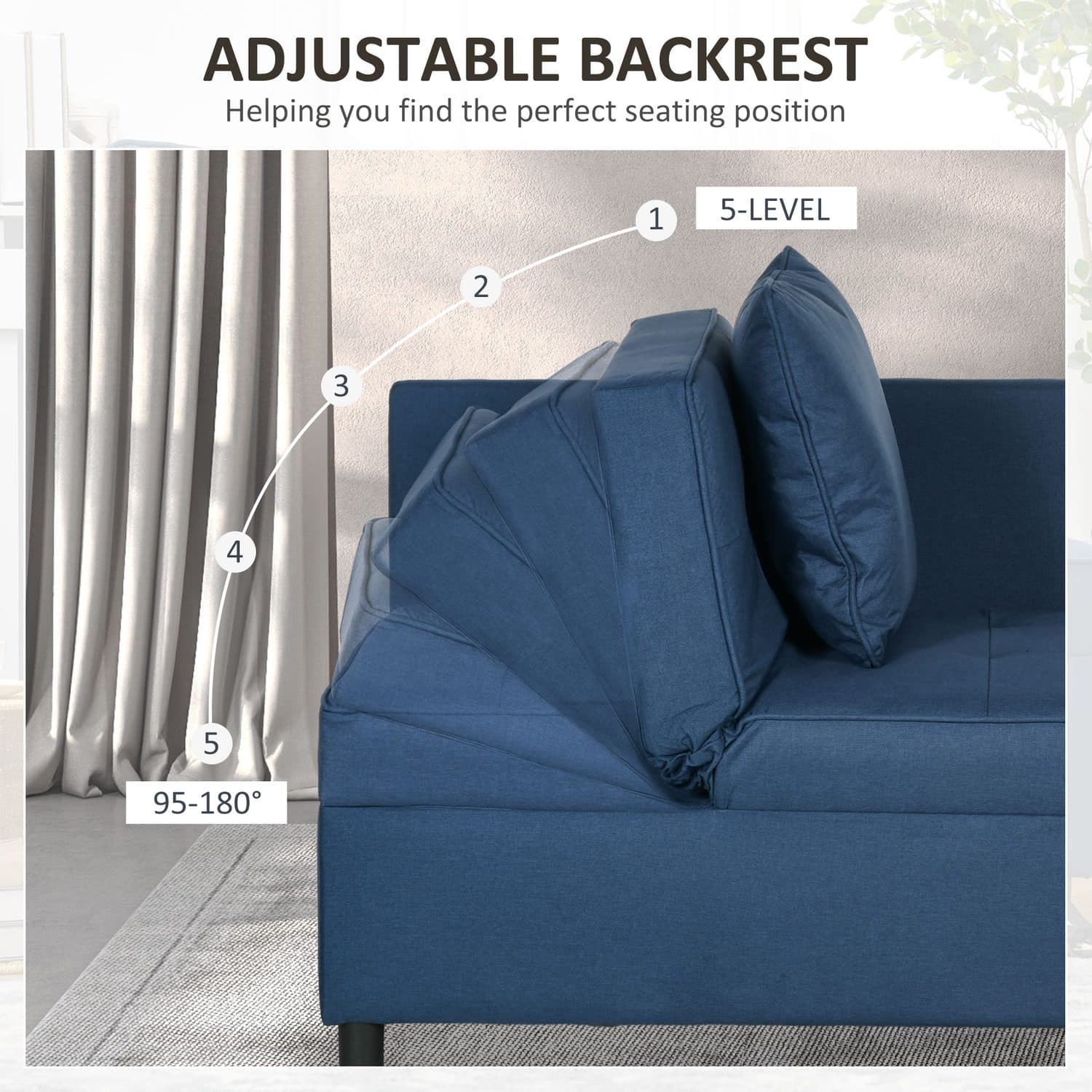 Blue 3-in-1 Single Sofa Bed - image 1