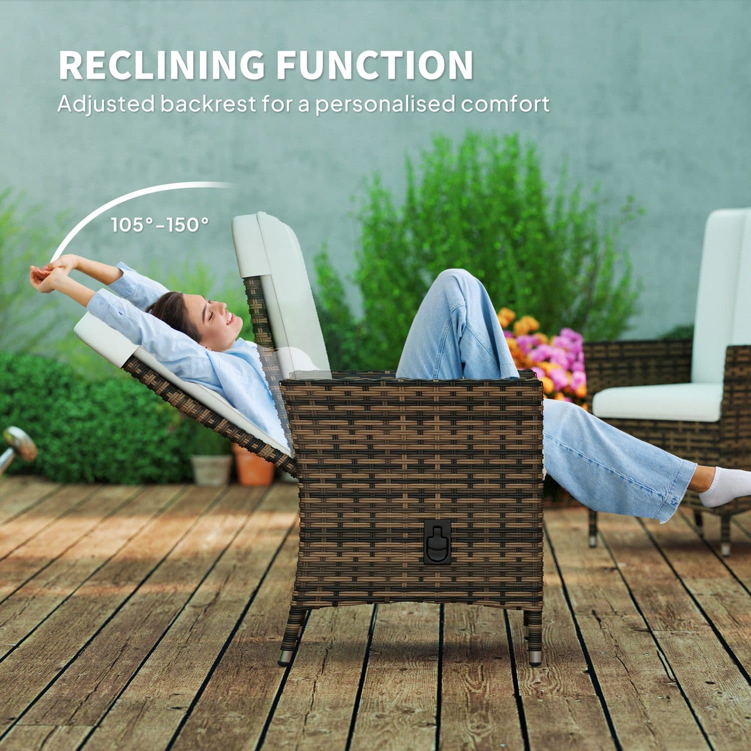 Cream Rattan Recliner - image 3