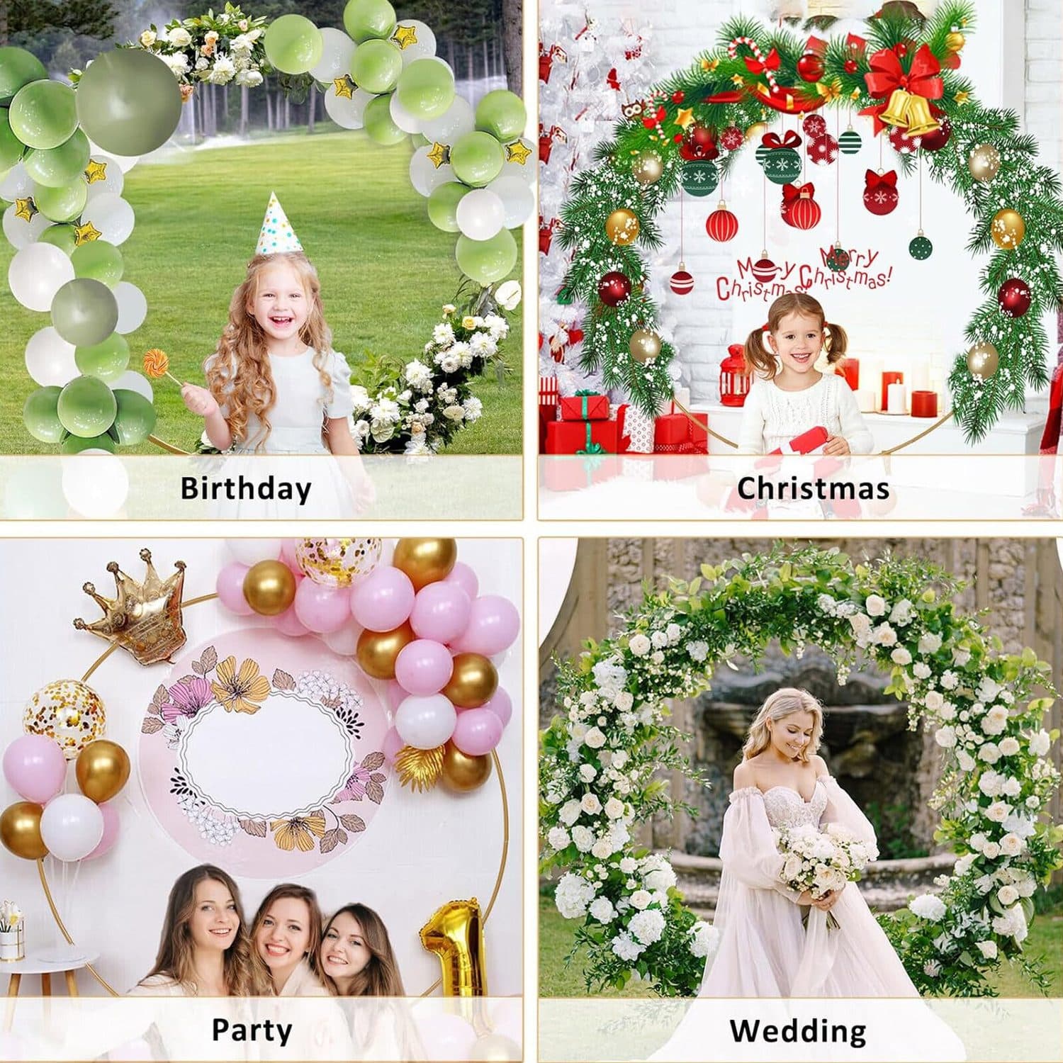 Gold 2m round hoop arch for wedding flower backdrops - image 7